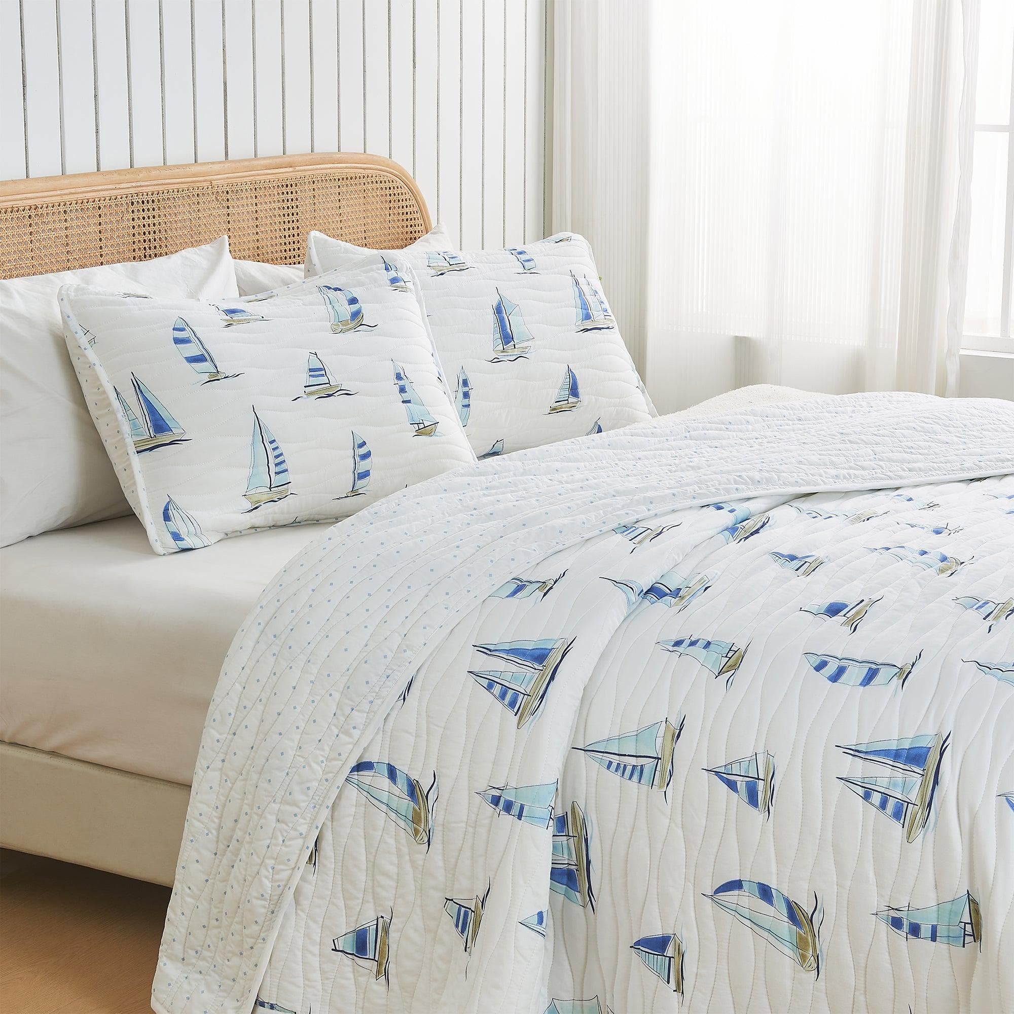 Coastal Blue Sailboat Quilt Set - Marzano Collection - Image 4