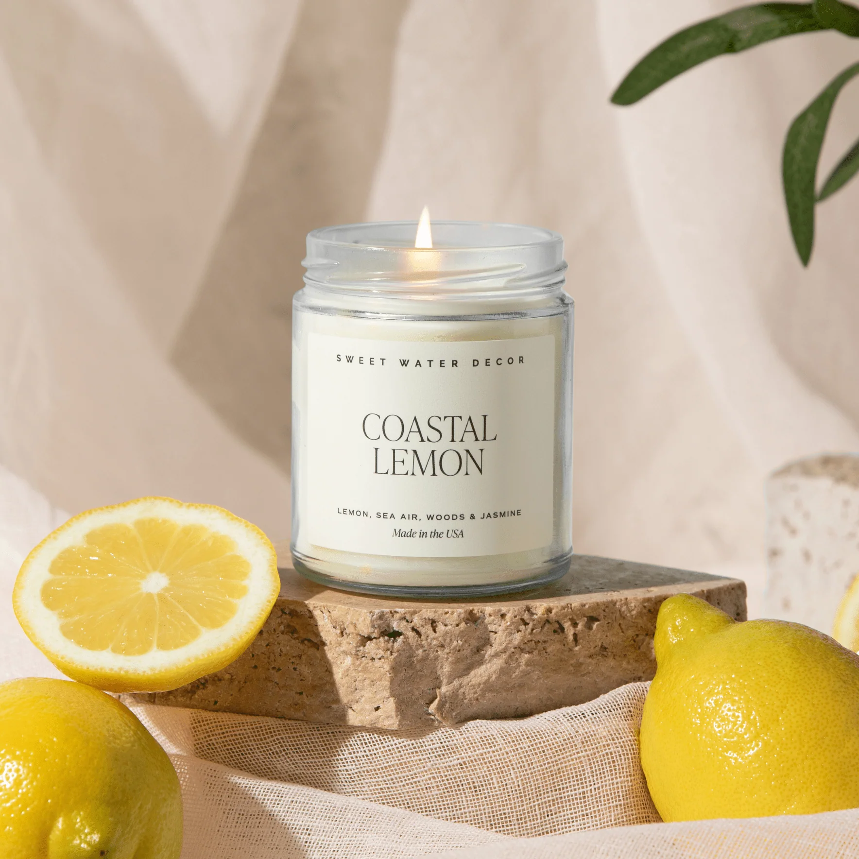 Coastal Lemon Soy Candle - Clear Jar - 9 oz - Image 4