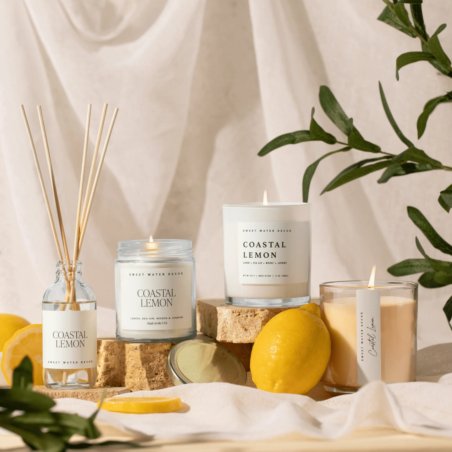 Coastal Lemon Soy Candle - White Jar - 11 oz - Image 5