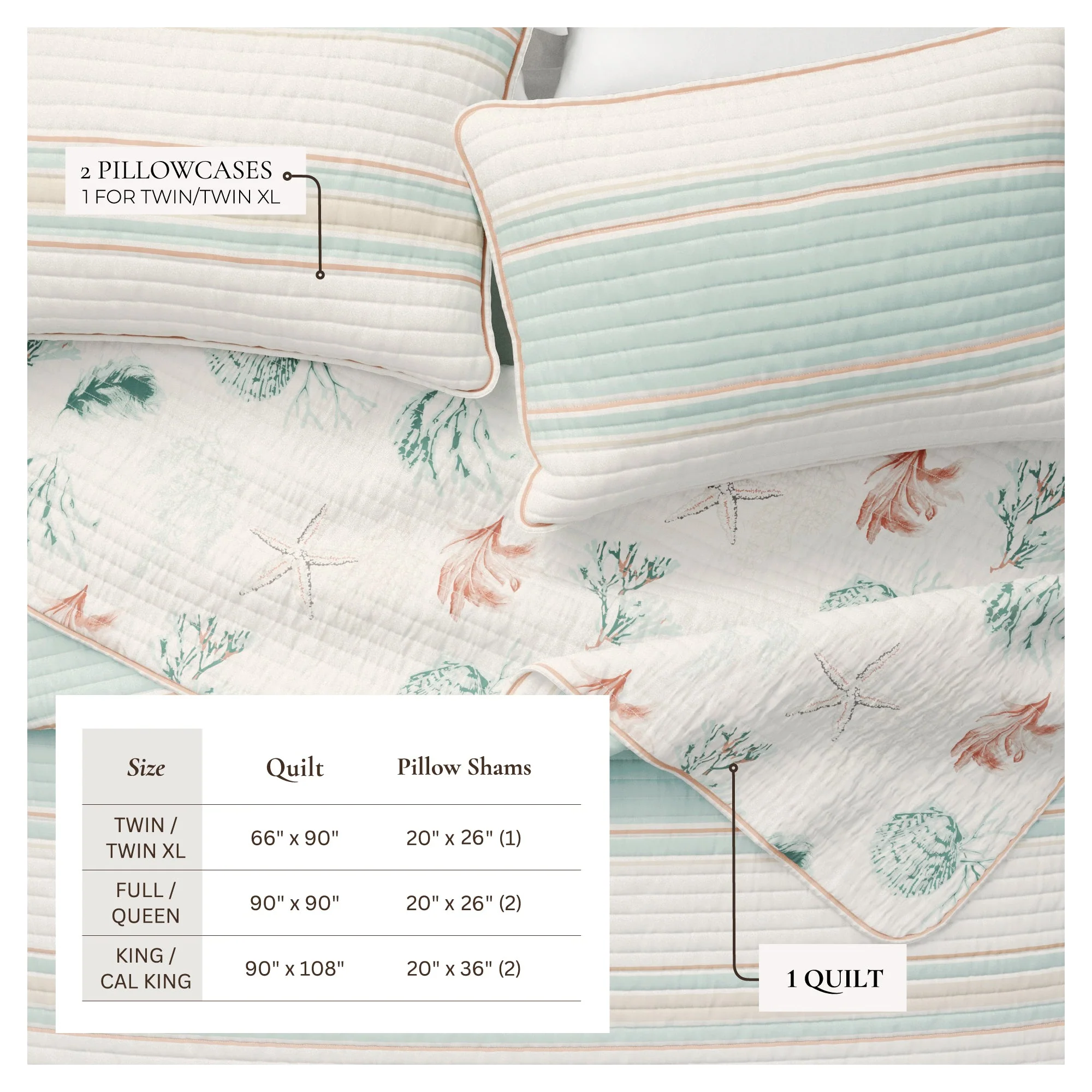 Coastal Printed Cotton Quilt Set - St. Augustine Collection - Image 4