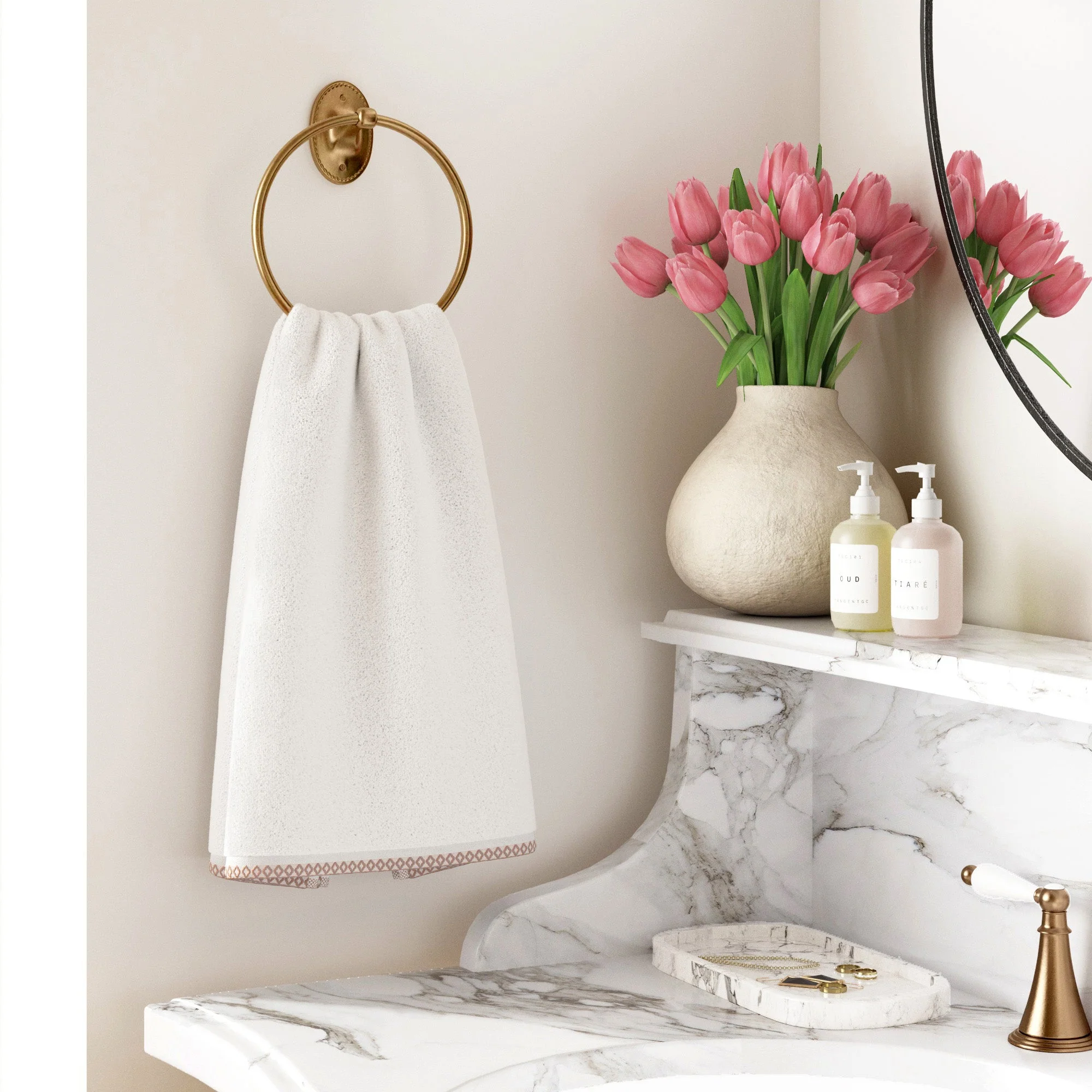 Cotton Border-Stitched 6-Piece Towel Set - Valery Collection - Image 39