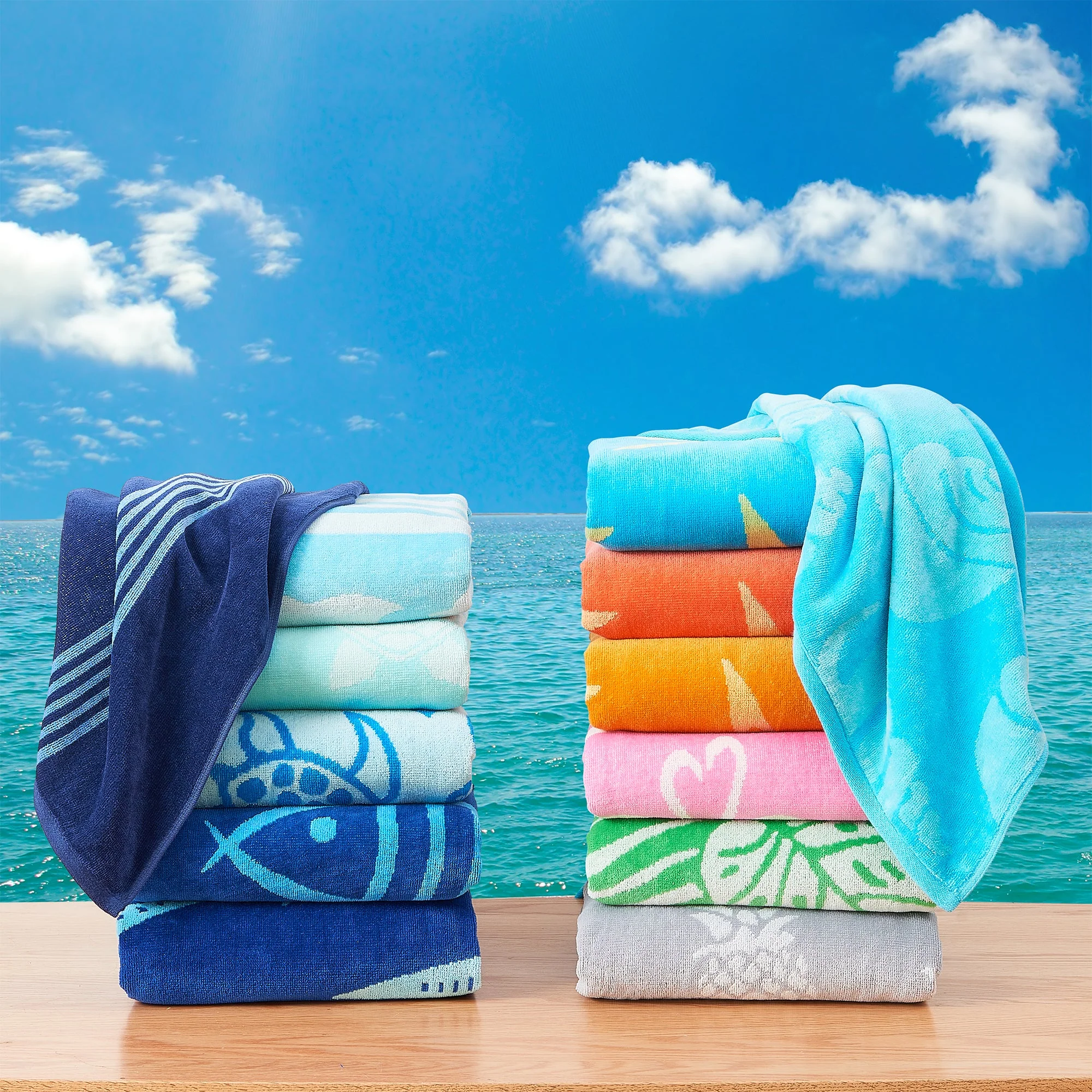 Cotton Velour Beach Towels 2-Pack - Maui Collection - Image 42