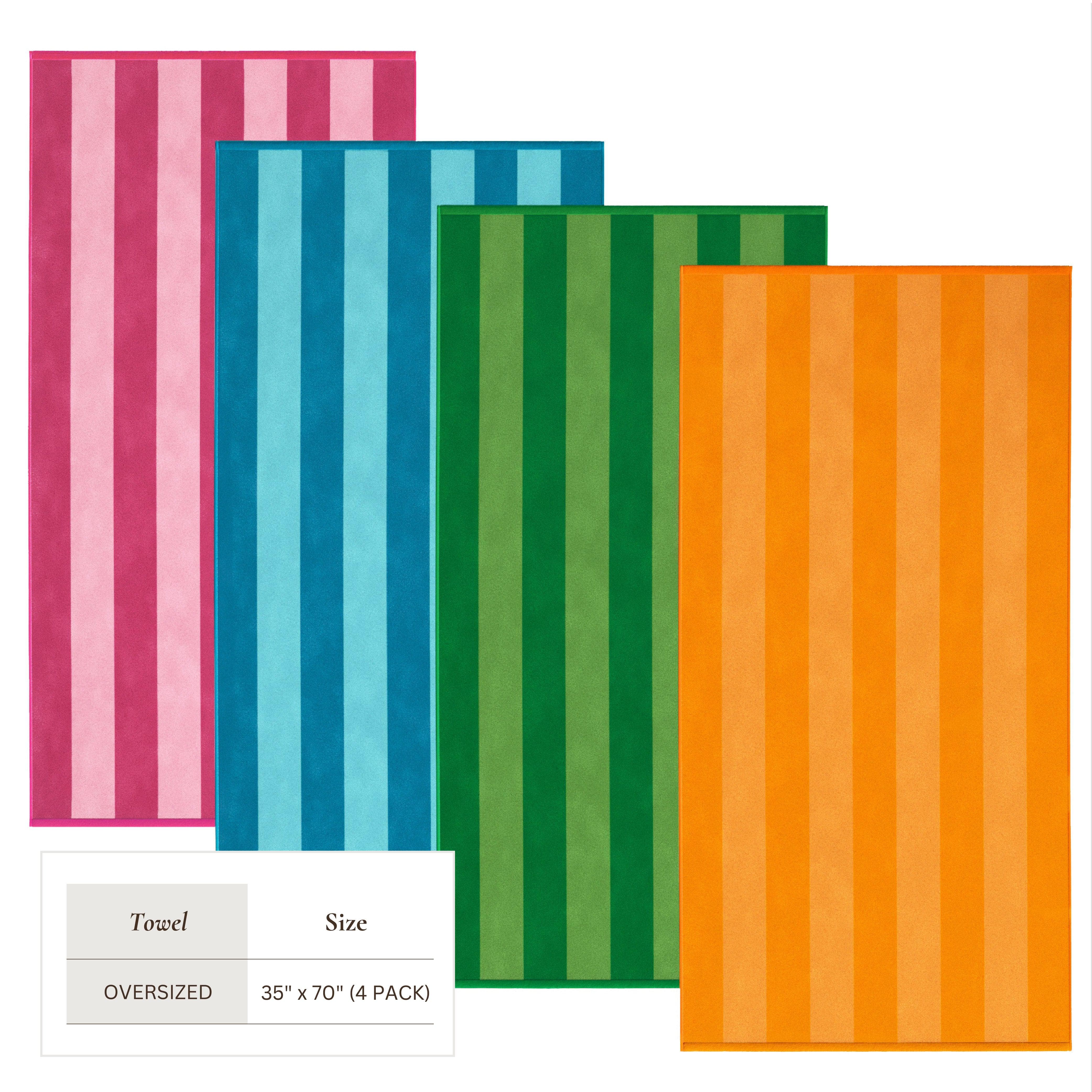 Cotton Velour Cabana Stripe Beach Towel - Novia Collection - Image 175
