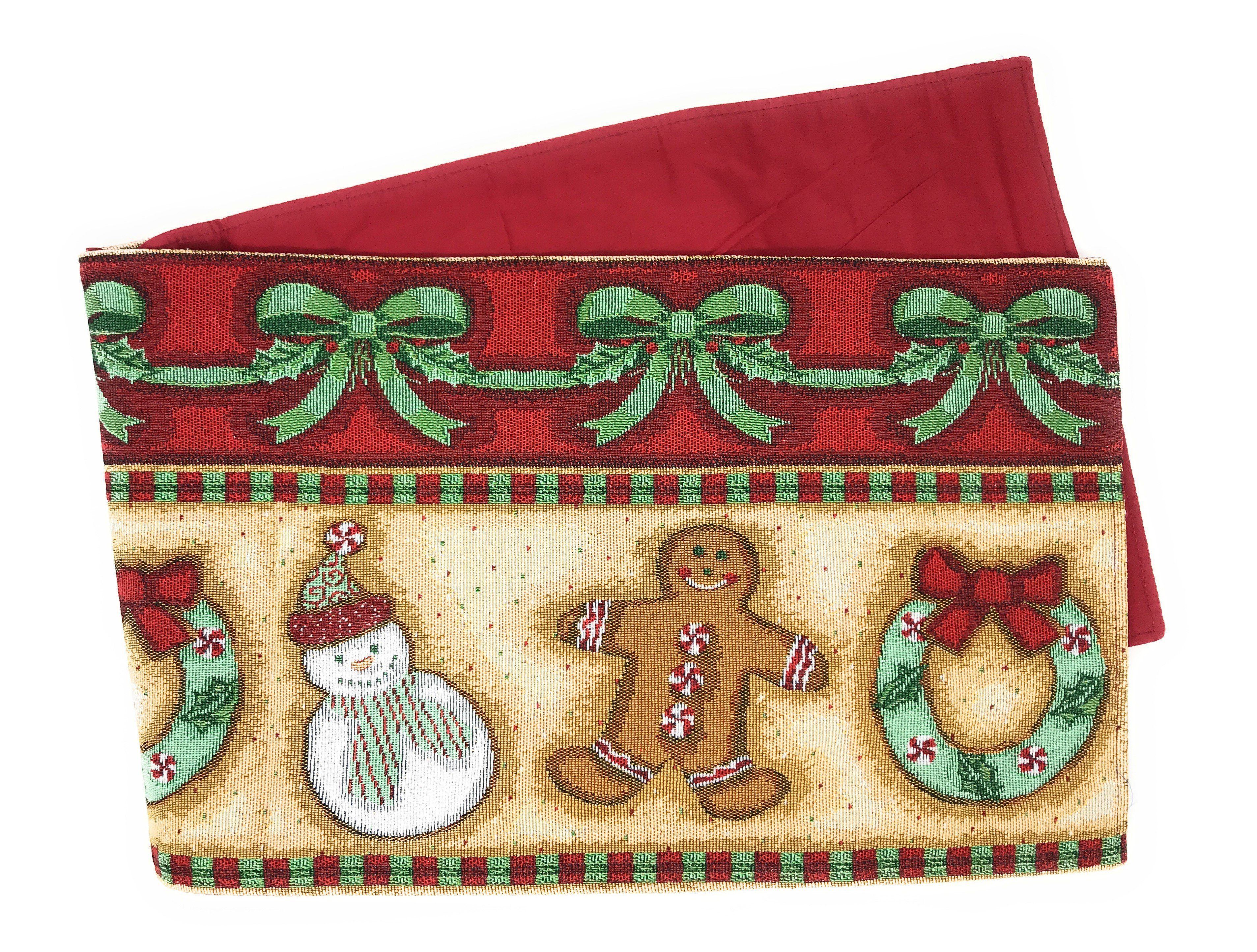 Gingerbread Snowman Holiday Woven Tapestry Dining Table Runner (12917) - Image 3
