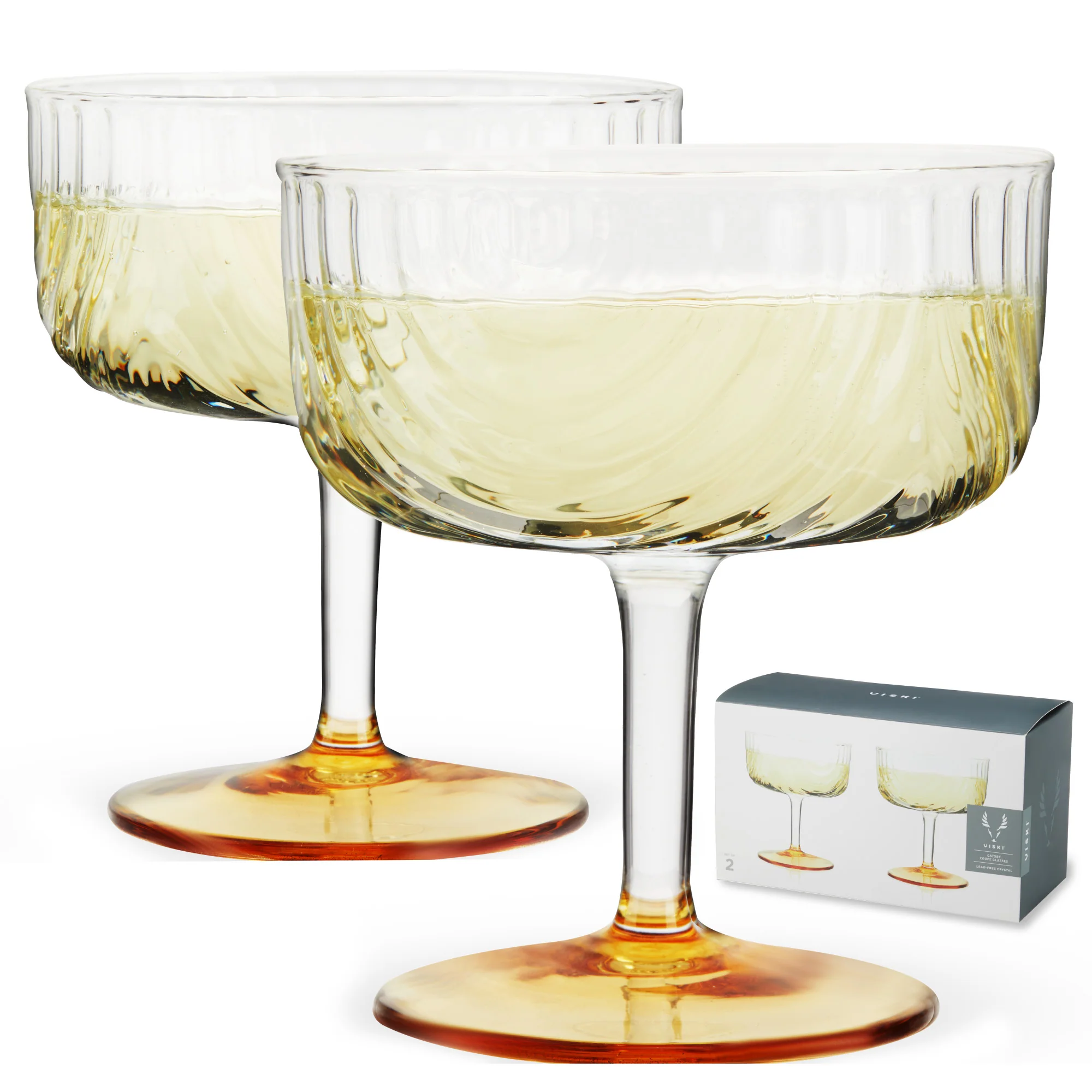 Deco Gold-Banded Art Deco Coupes – Set of 2 - Image 2