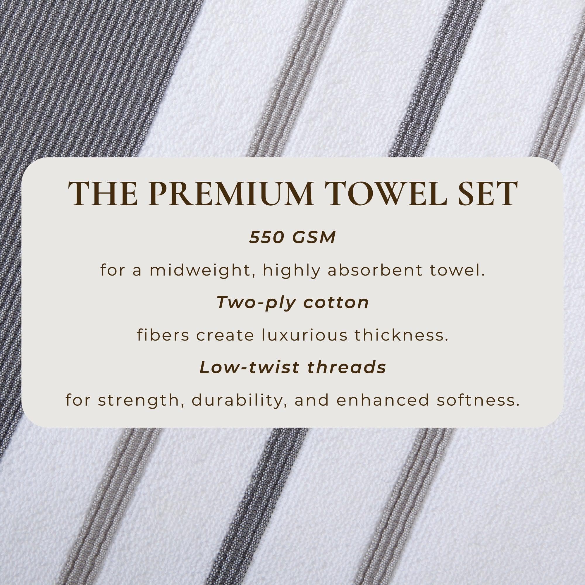 Decorative Cotton Stripe Bath Towel Set - Noelle Collection - Image 16