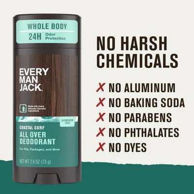 Every Man Jack All Over Solid Deodorant Coastal Surf 2.6oz - Imperfect Container - Image 7