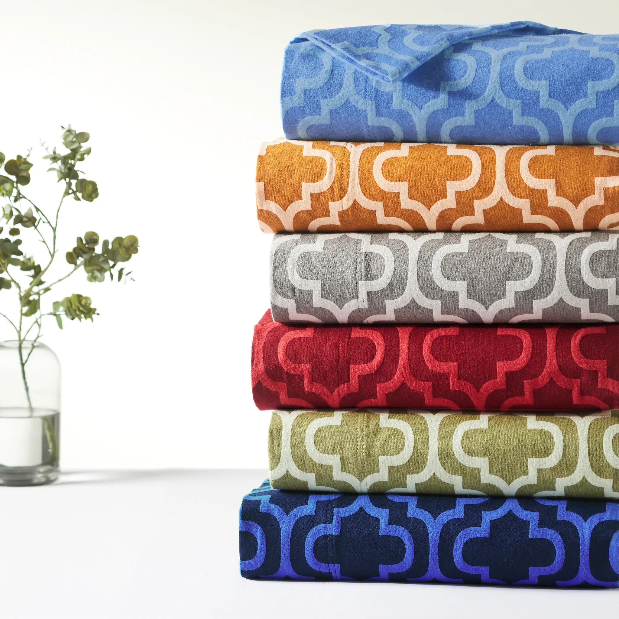 100% Cotton Flannel Trellis Deep Pocket Bed Sheet Set - Image 43