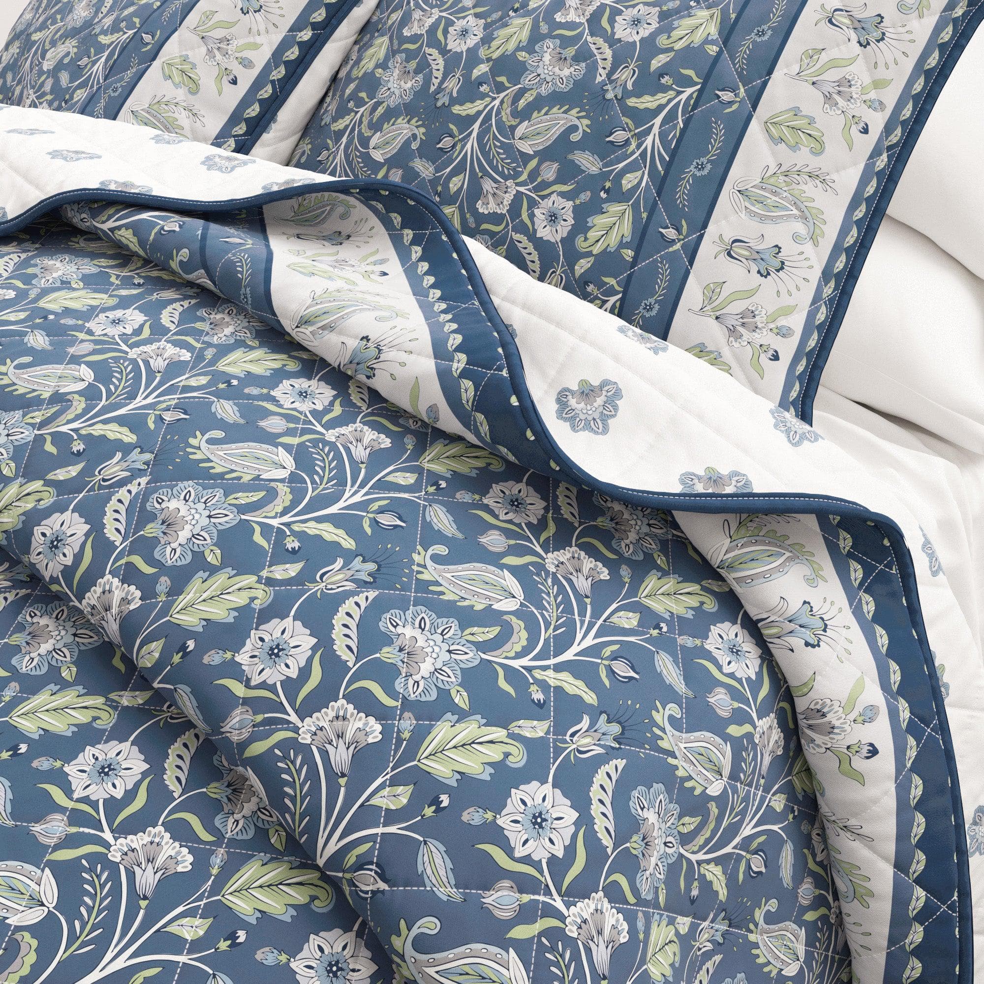 Floral Boho Printed Cotton Quilt Set - Indira Collection - Image 12