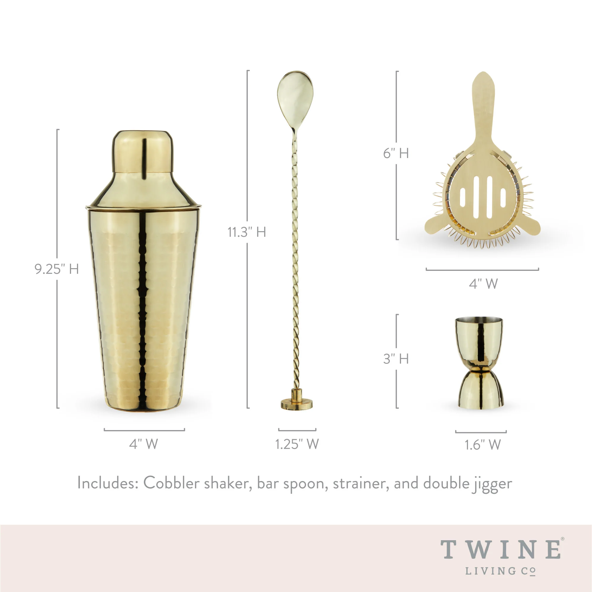 Gold hammered barware set by twine - Image 5