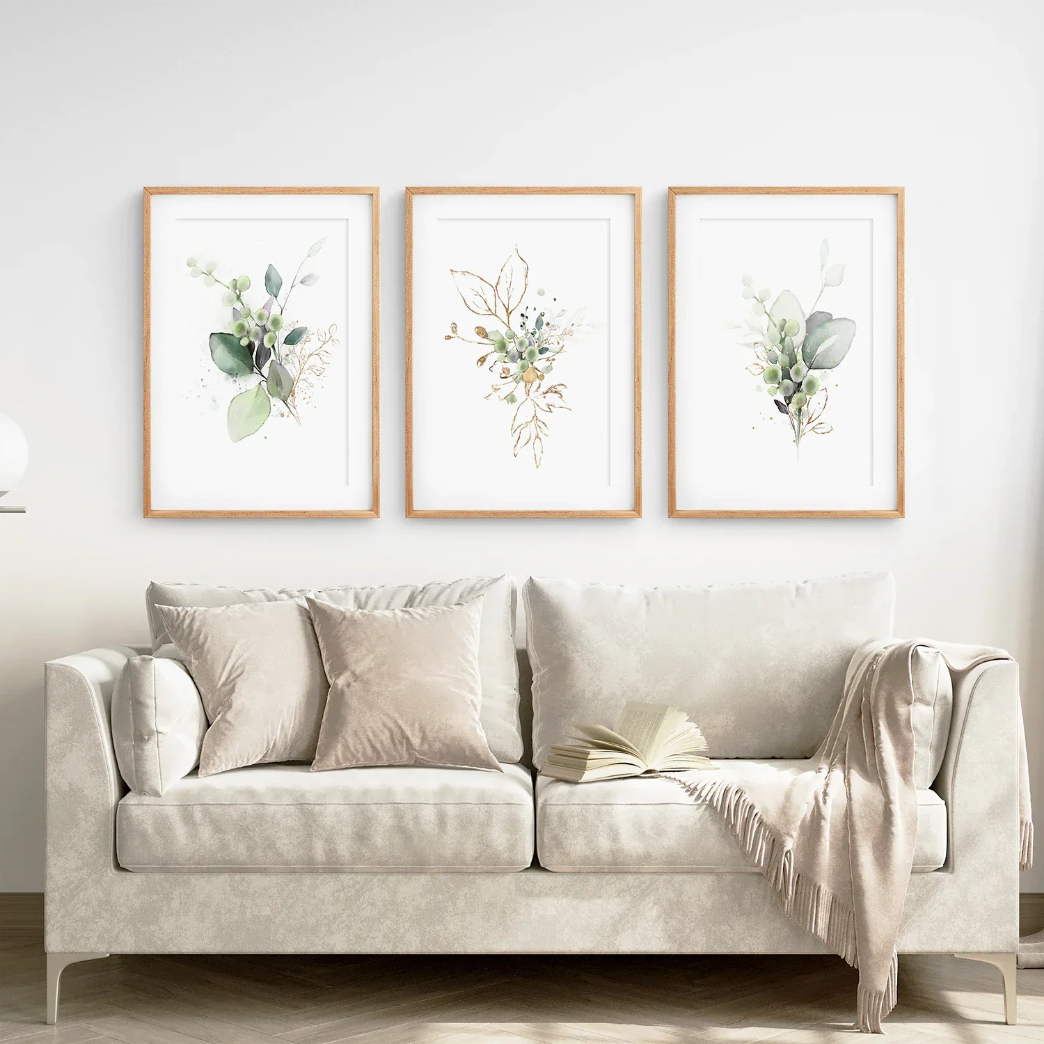 Green Watercolor Botanical Herbal Wall Art Set of 3 Prints - Image 5