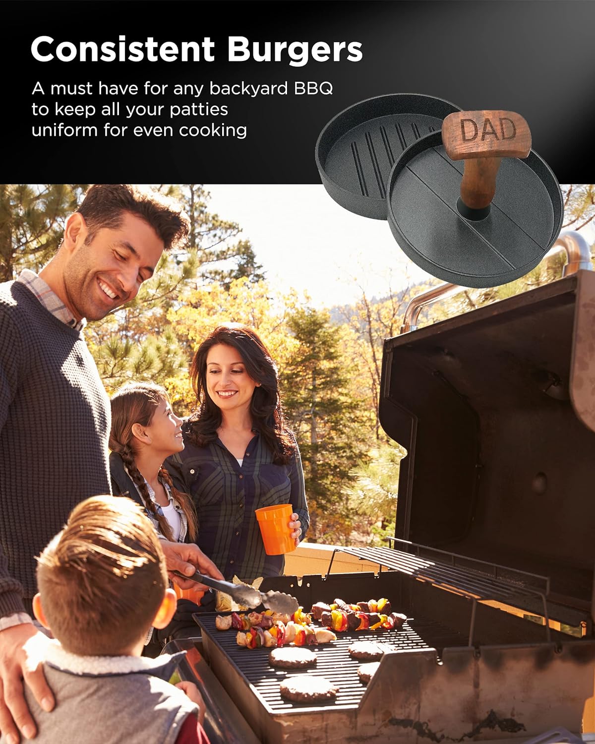 Grilling Gift for Dad, Non-Stick Hamburger Press Patty Maker, Aluminum BBQ Burger Mold “Dad Grill Boss” for Fathers Day/Birthday Boxed - Image 6