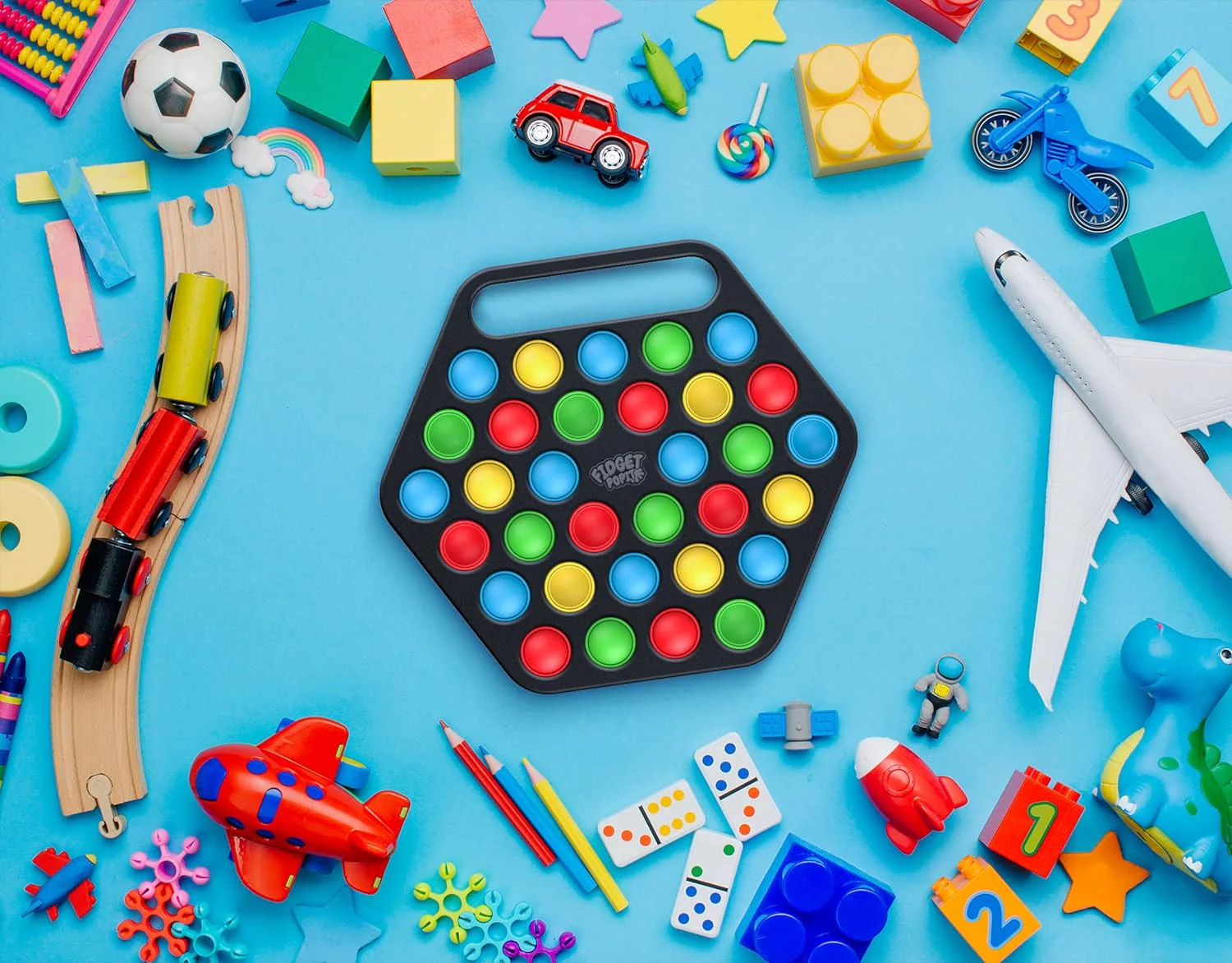 Hard Shell Pop it Fidget Toy Board with Carrying Handle for Adults & Kids - Image 6