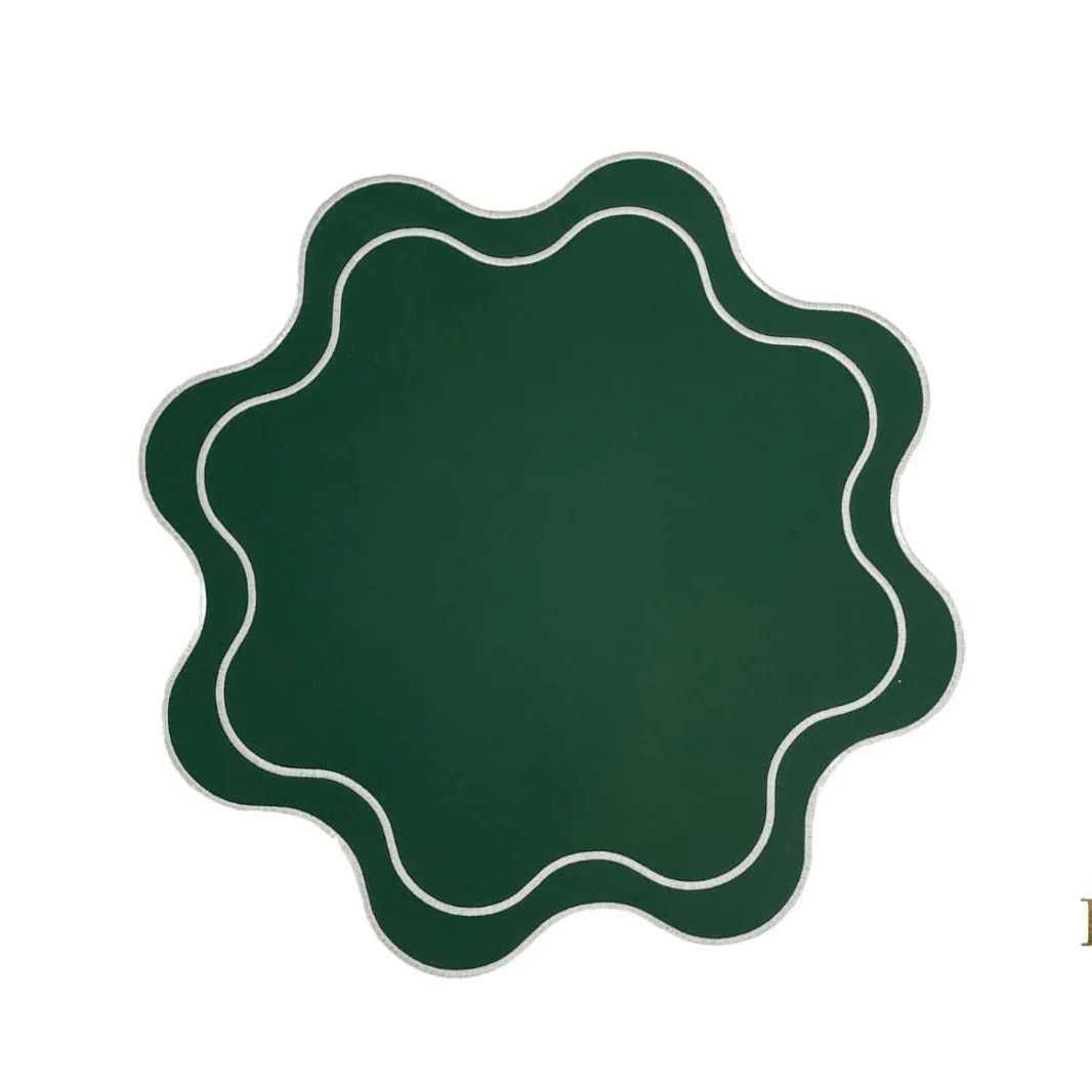 HAVEN GREEN WAVY EDGE FAUX LEATHER PLACEMAT - Image 2