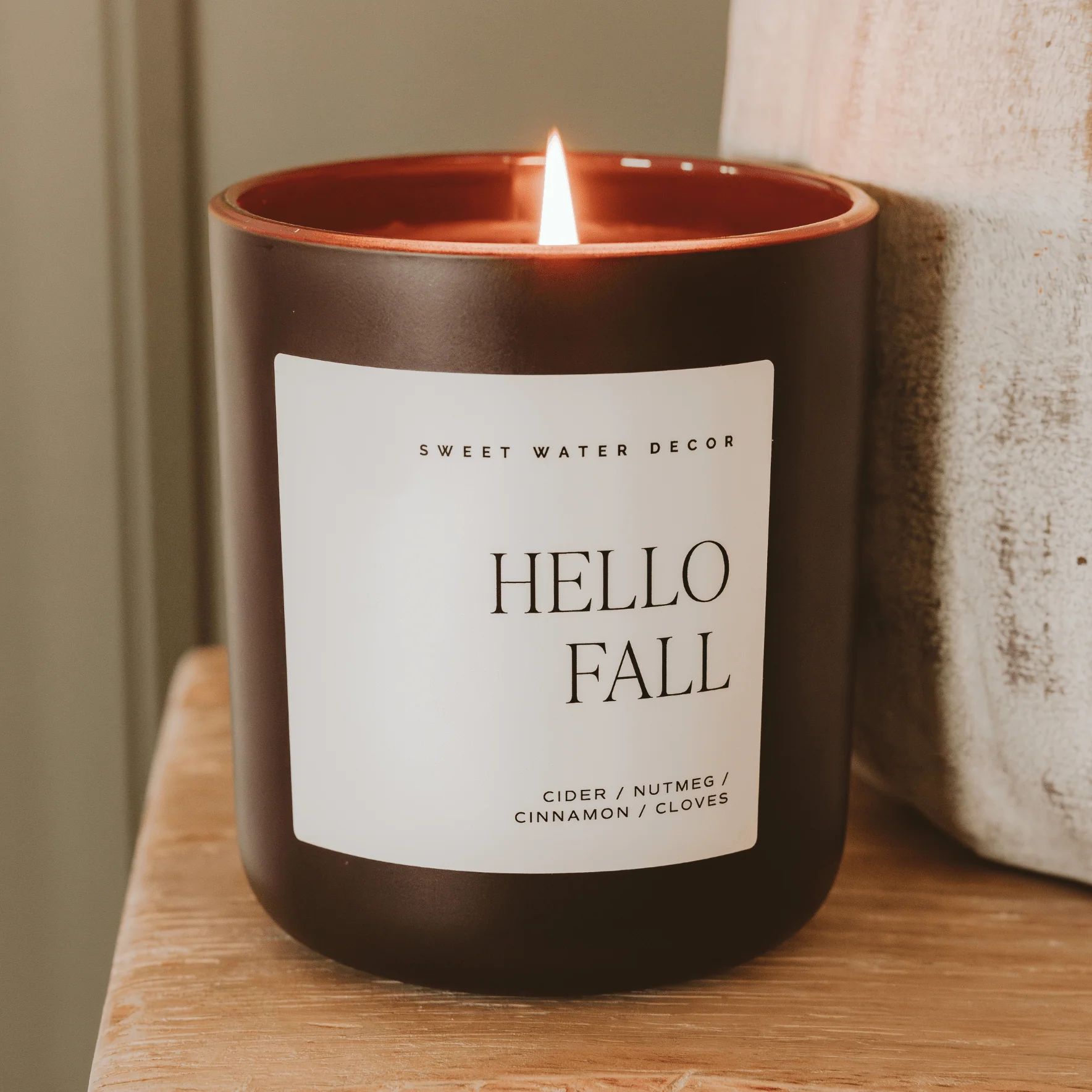 Hello Fall Soy Candle - Brown Matte Jar - 15 oz - Image 3