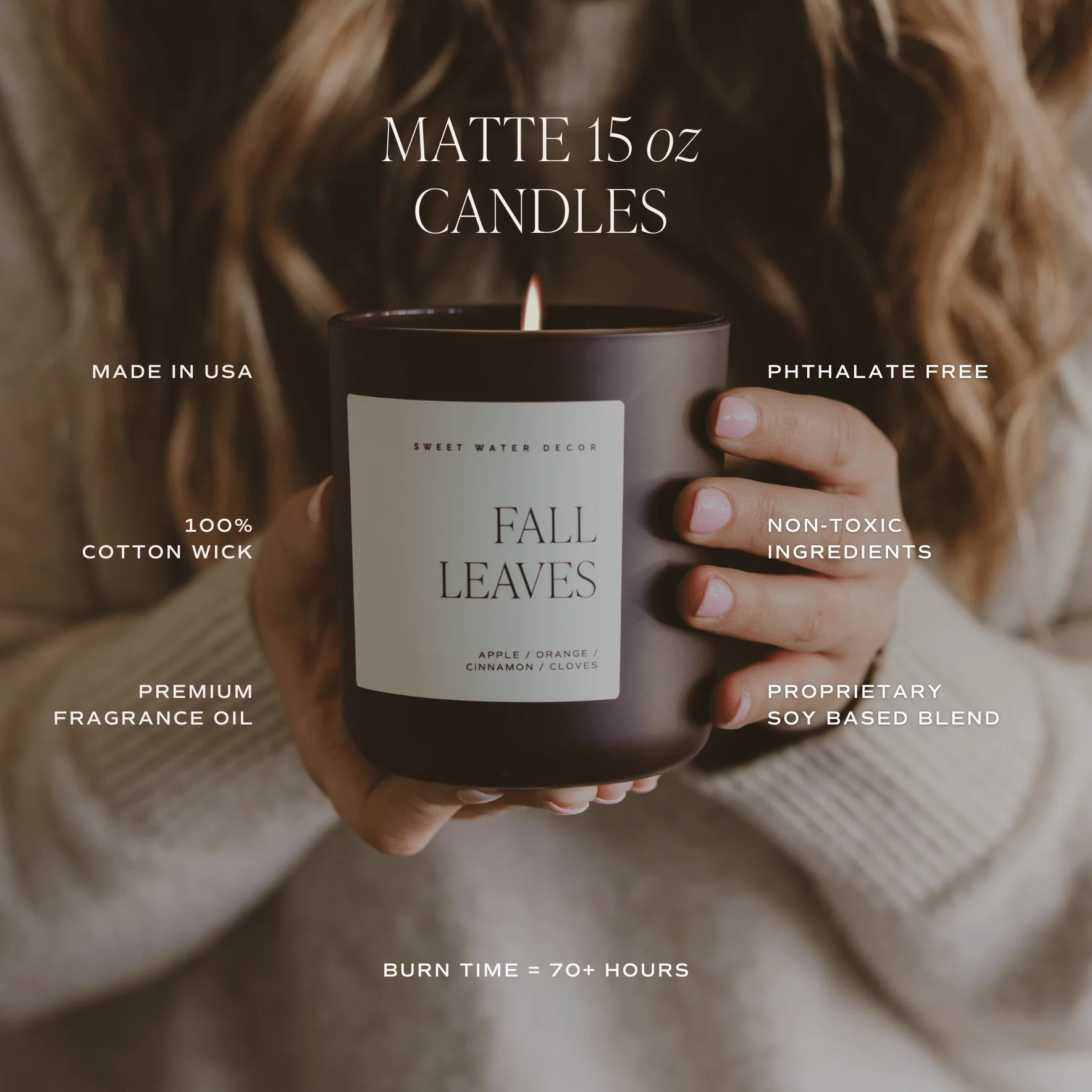 Hello Fall Soy Candle - Brown Matte Jar - 15 oz - Image 4