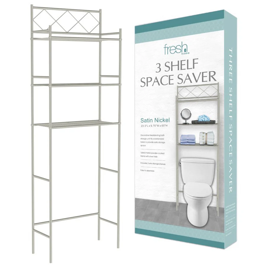 J&V TEXTILES 3-Shelf Metal Bathroom Organizer Over The Toilet, Bathroom Space Saver - Image 9