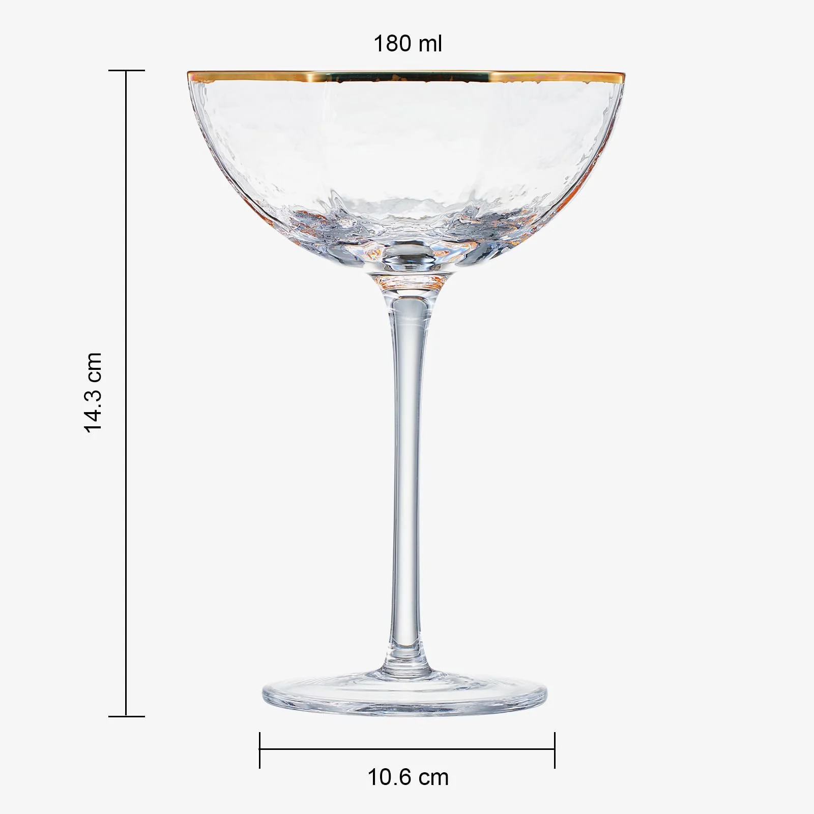 Khen Champagne Coupe Glasses Set of 4 Vintage Octagonal Gold Rim Elegant Art Glass Cocktail Goblets - 6oz Clear Gold Rim - Image 6