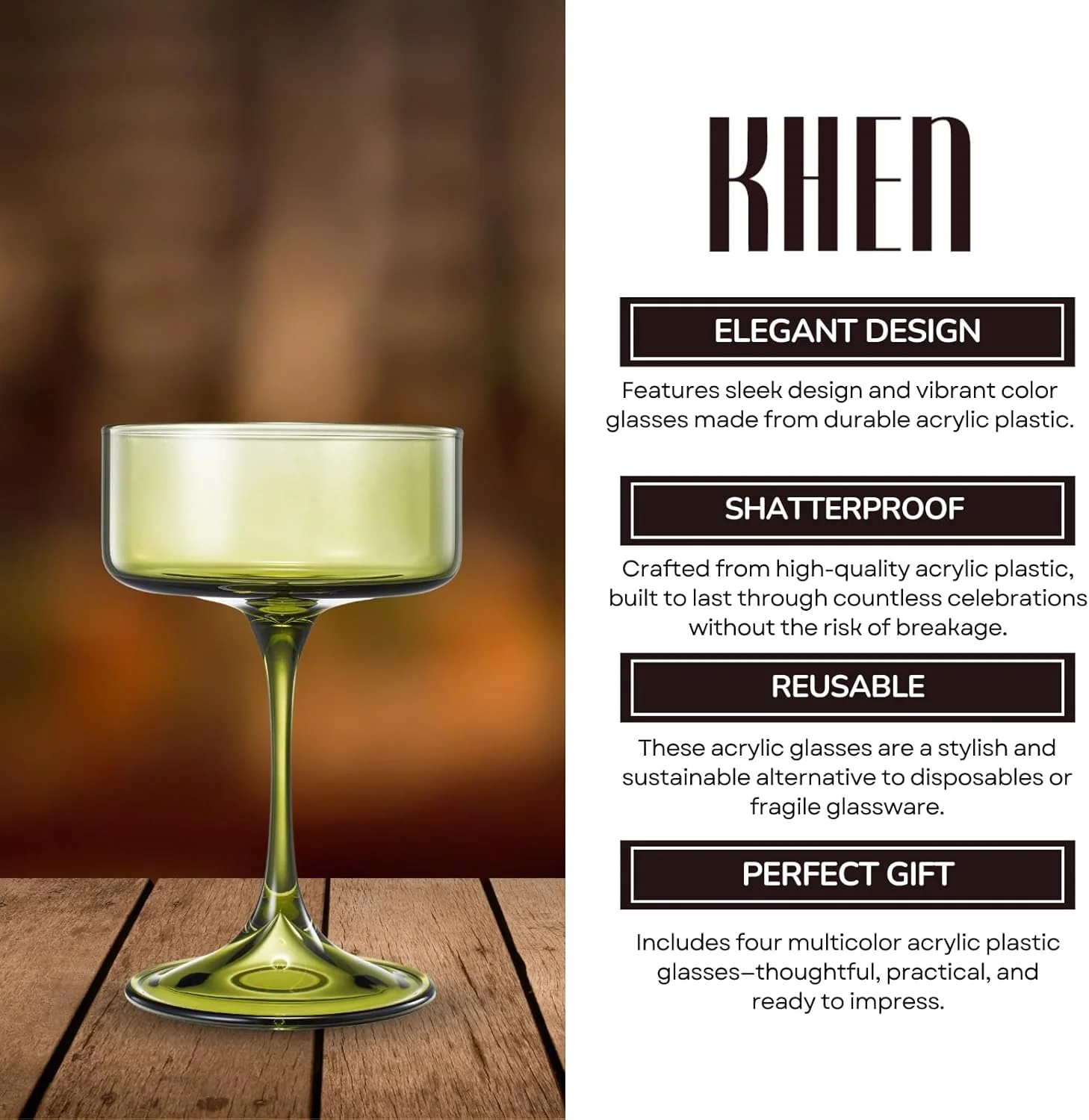 Khen Champagne Coupes Morgan Set Vibrant Stemware Drinkware for Parties - Set of 4 Multicolor - Image 6