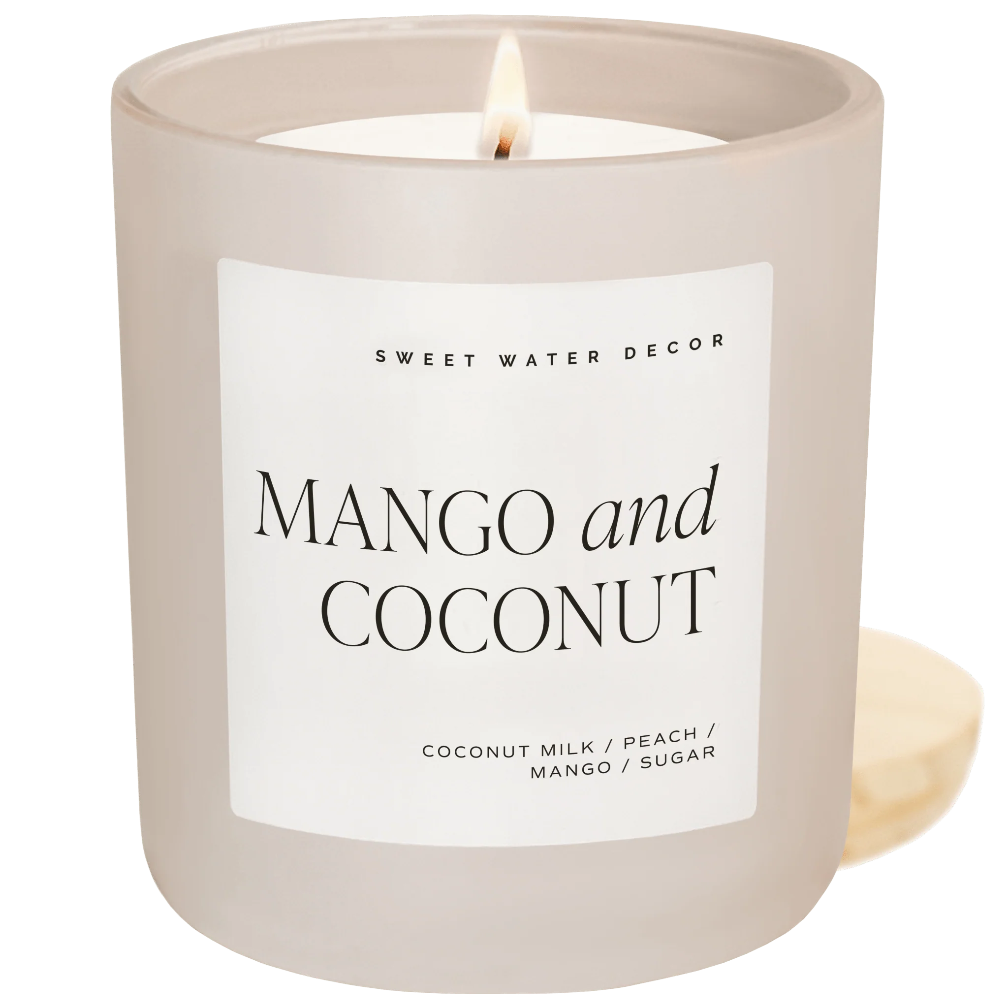 Mango and Coconut Soy Candle - Tan Matte Jar - 15 oz - Image 2