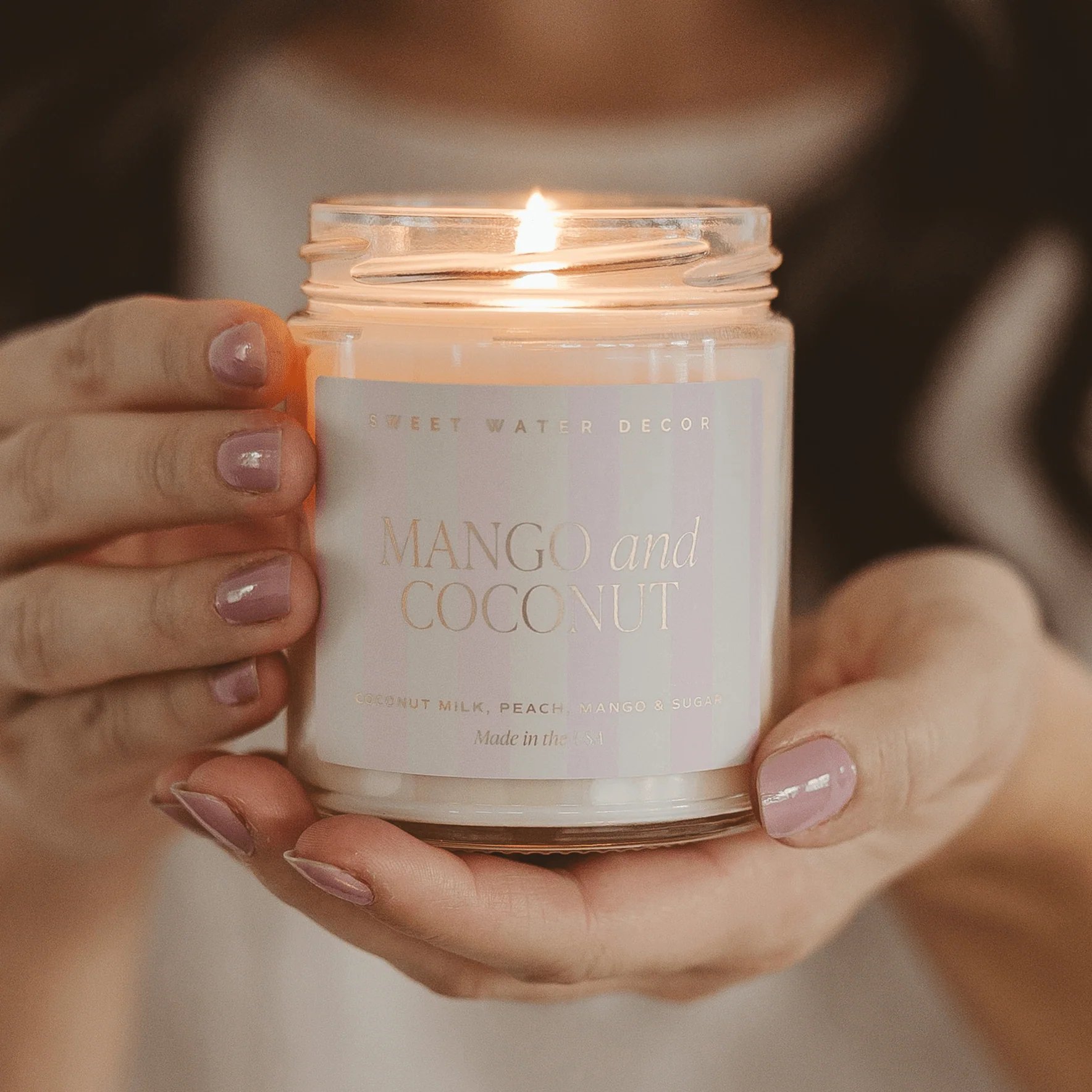 Mango and Coconut Soy Patterned Candle - Clear 9 oz - Image 3