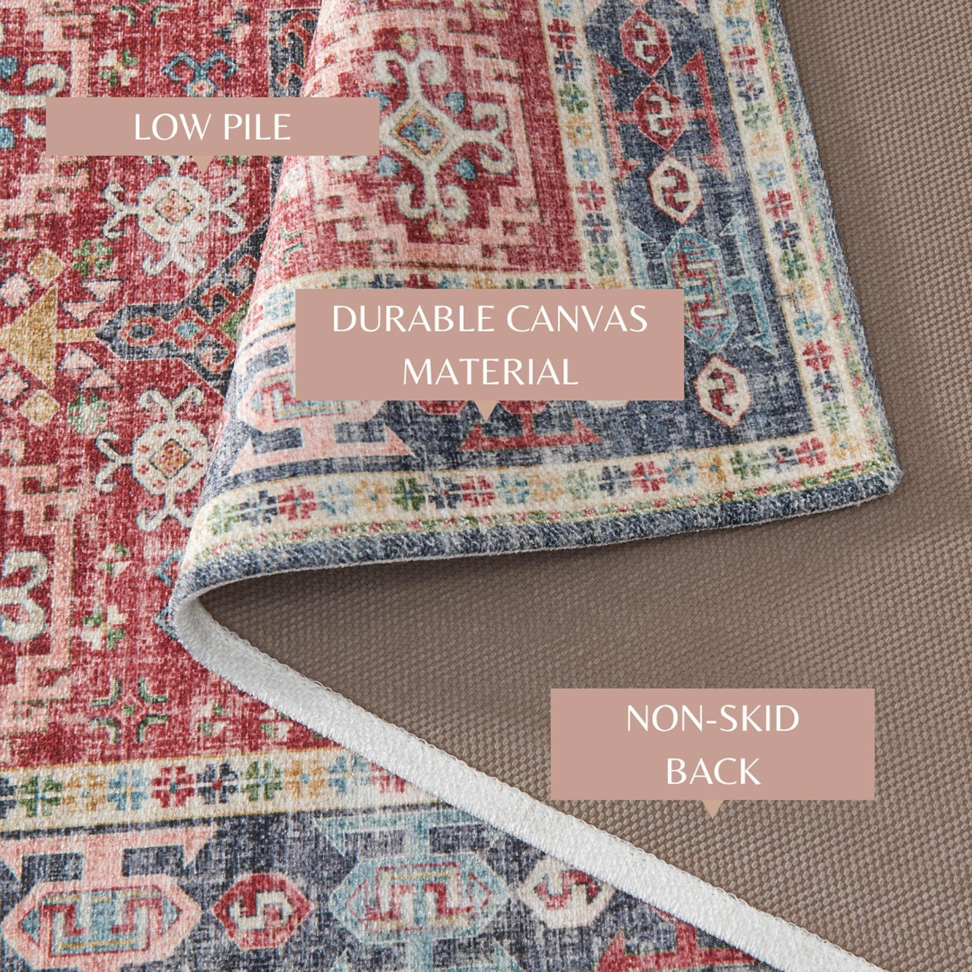 Medallion Machine Washable Accent Area Rug 3 x 5 - Nava Collection - Image 14