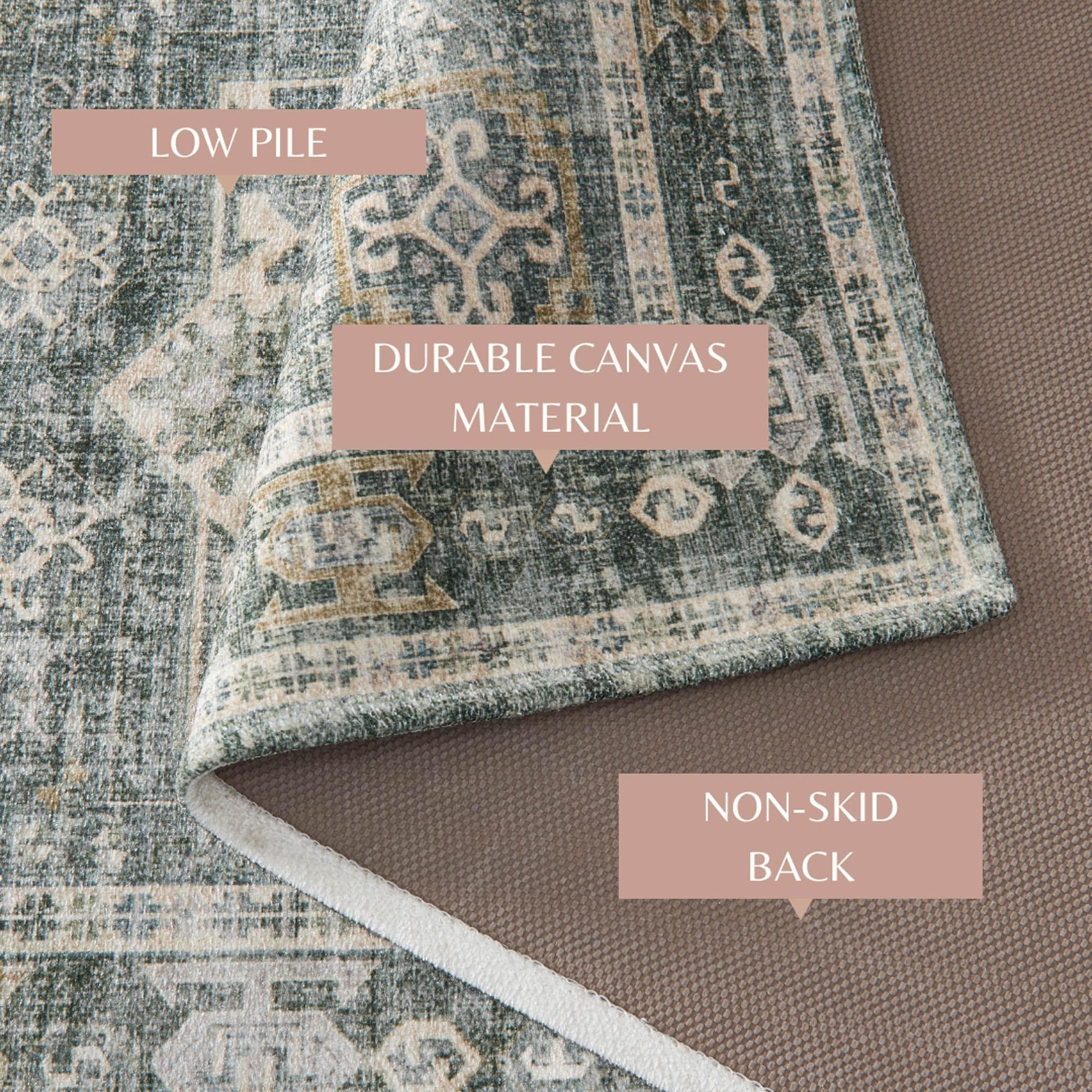 Medallion Machine Washable Accent Area Rug 3 x 5 - Nava Collection - Image 4