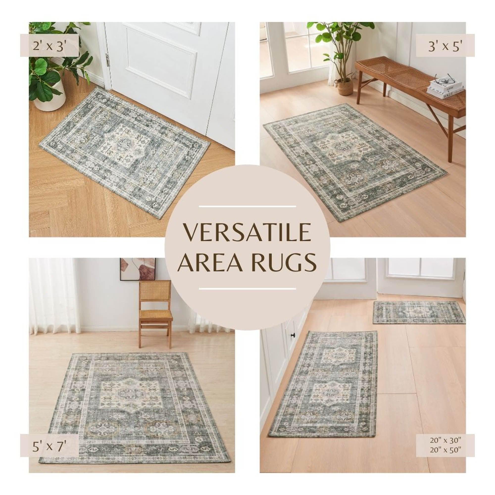 Medallion Machine Washable Accent Area Rug & Runner 2 Pack - Nava Collection - Image 3