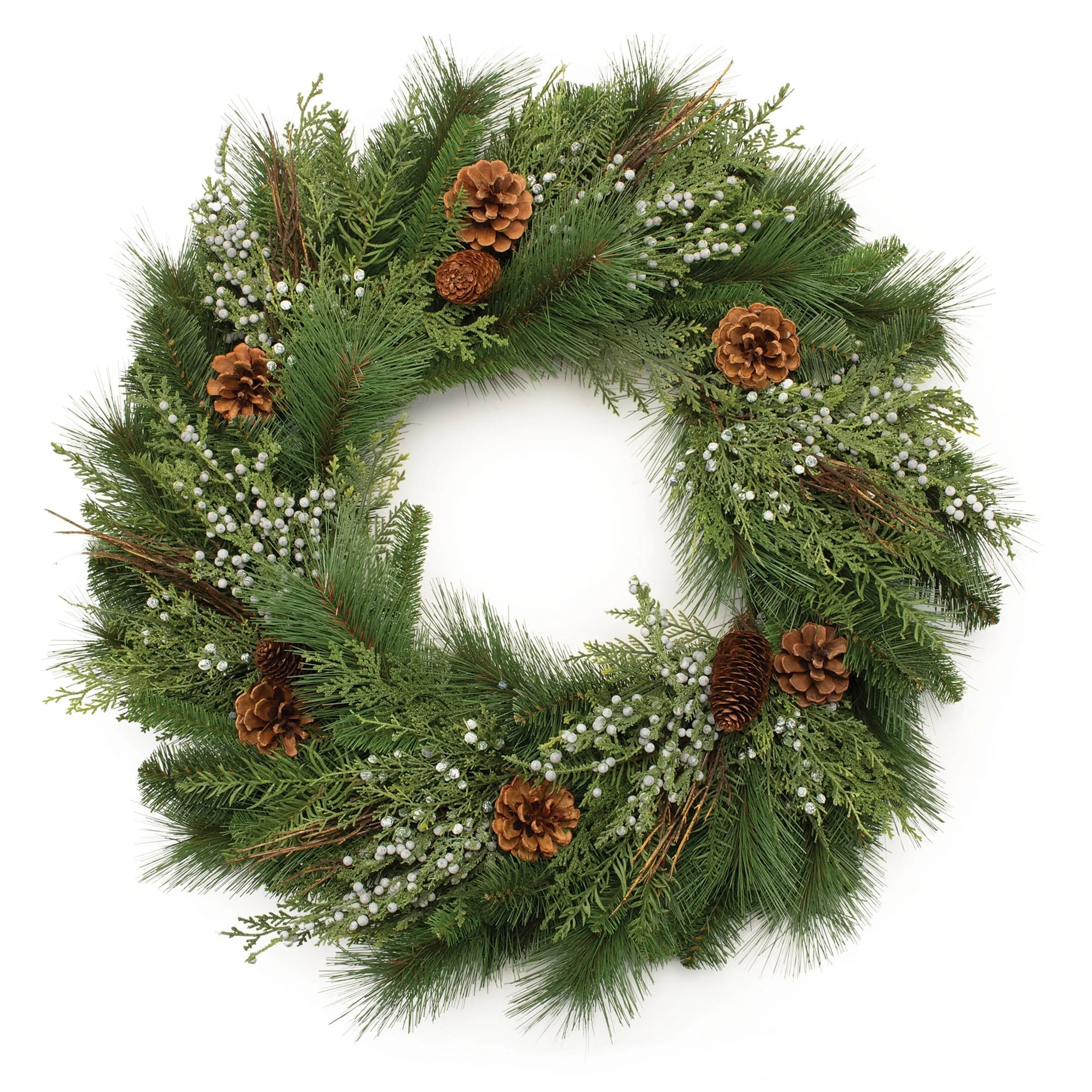 Mixed Pine Juniper and Pincone Wreath 30"D