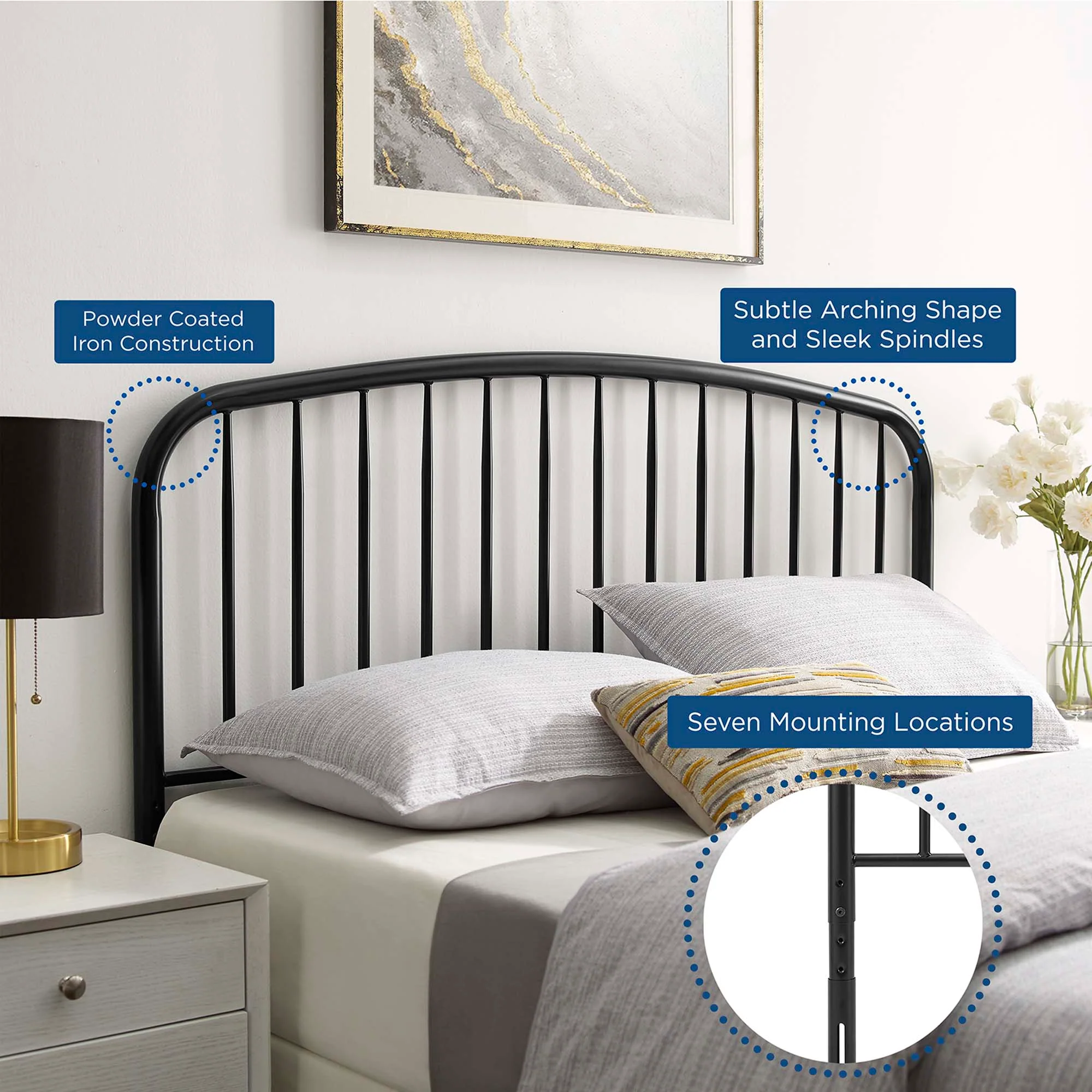 Nova Metal Twin Headboard by Modway - Image 5