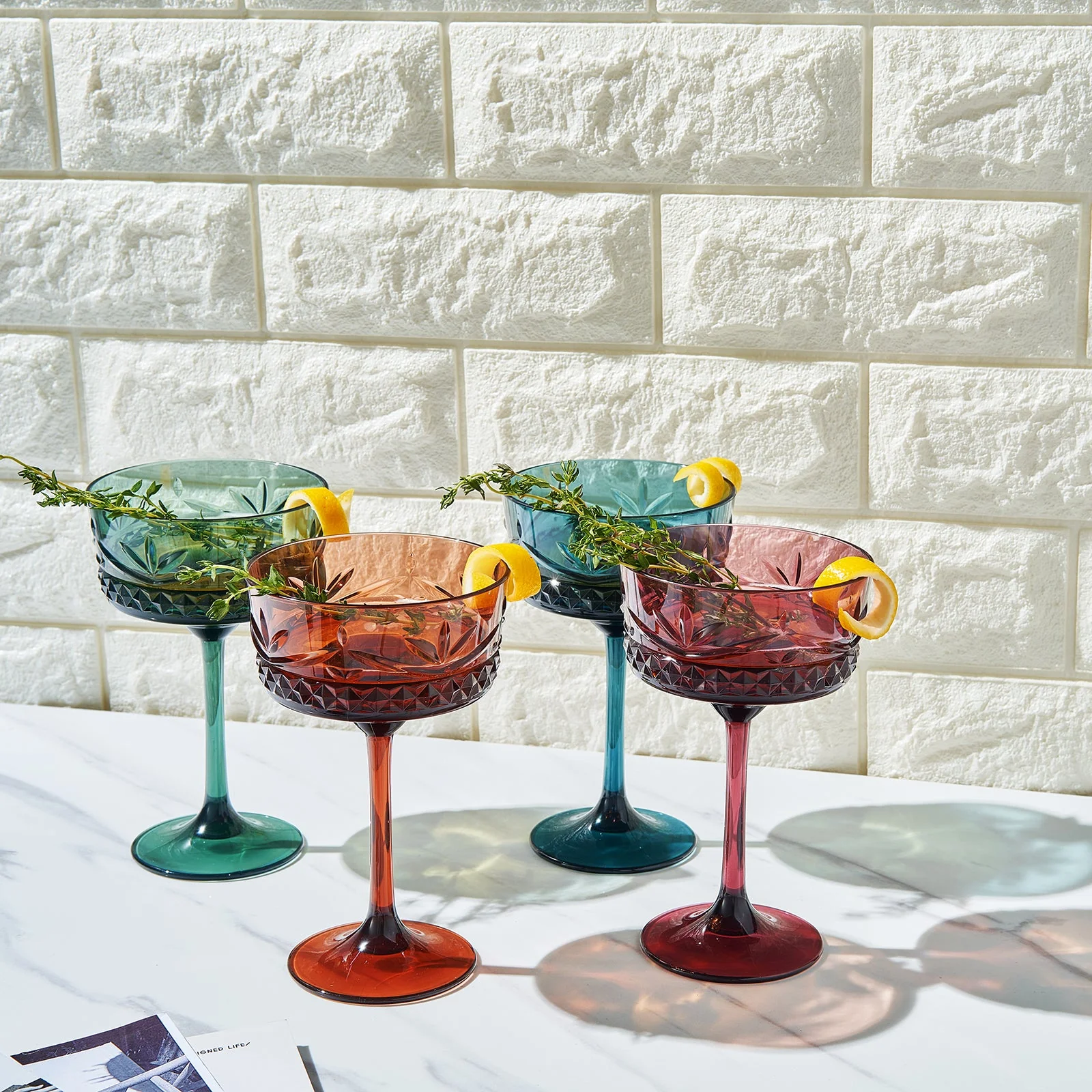 Onix Acrylic Crystal Champagne Coupe, Cocktail Glassware, Set of 4 - Image 5
