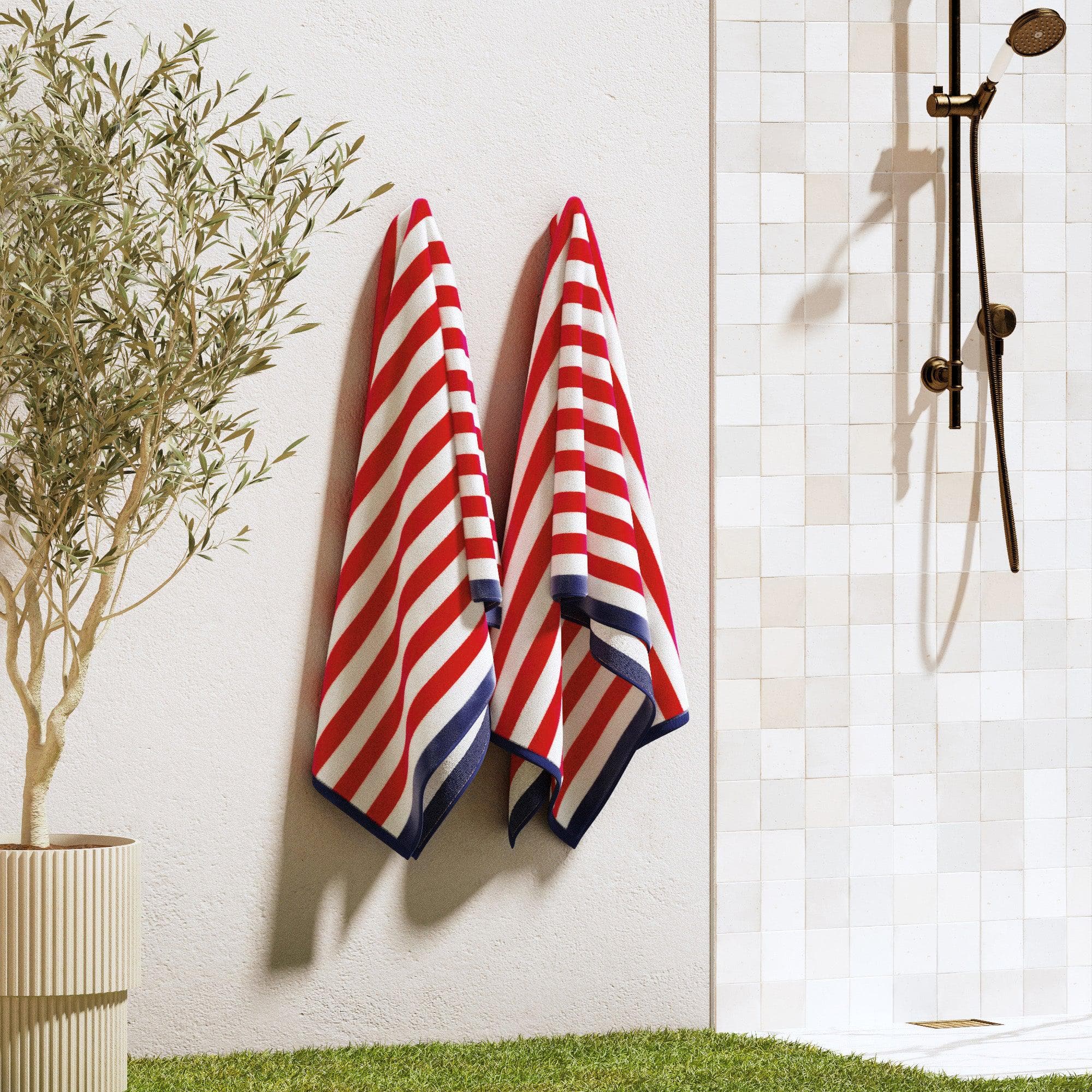 Oversized Striped Border Cabana Beach Towels - Santa Cruz - Image 51