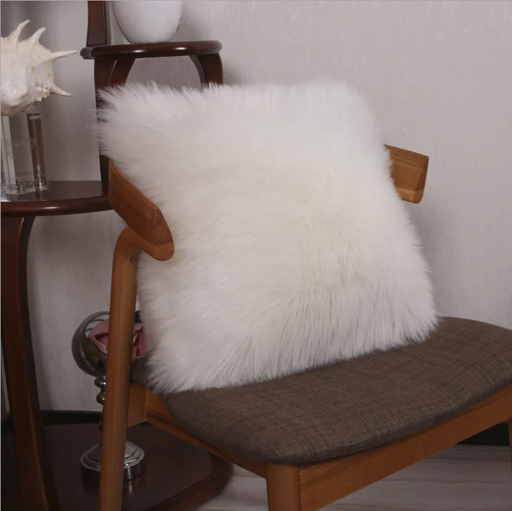 Pack of 1 Furry fur (front) Faux (back) pillow 3 sizes and colors options, Blue, fur, 18X18 – Fancy & Stacy - Image 11