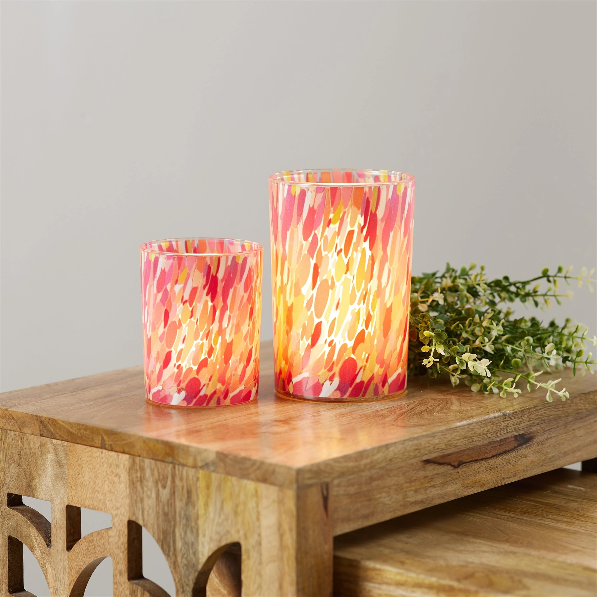 Painted glass candle holder (set of 2) - Image 2