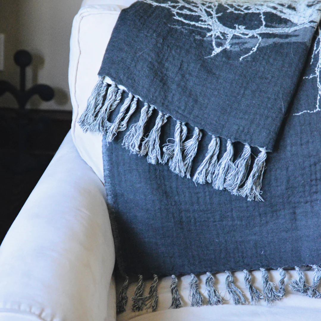 Peacock Alley Reversible Wool Throw Blanket with Tumbleweed Accent - Image 4