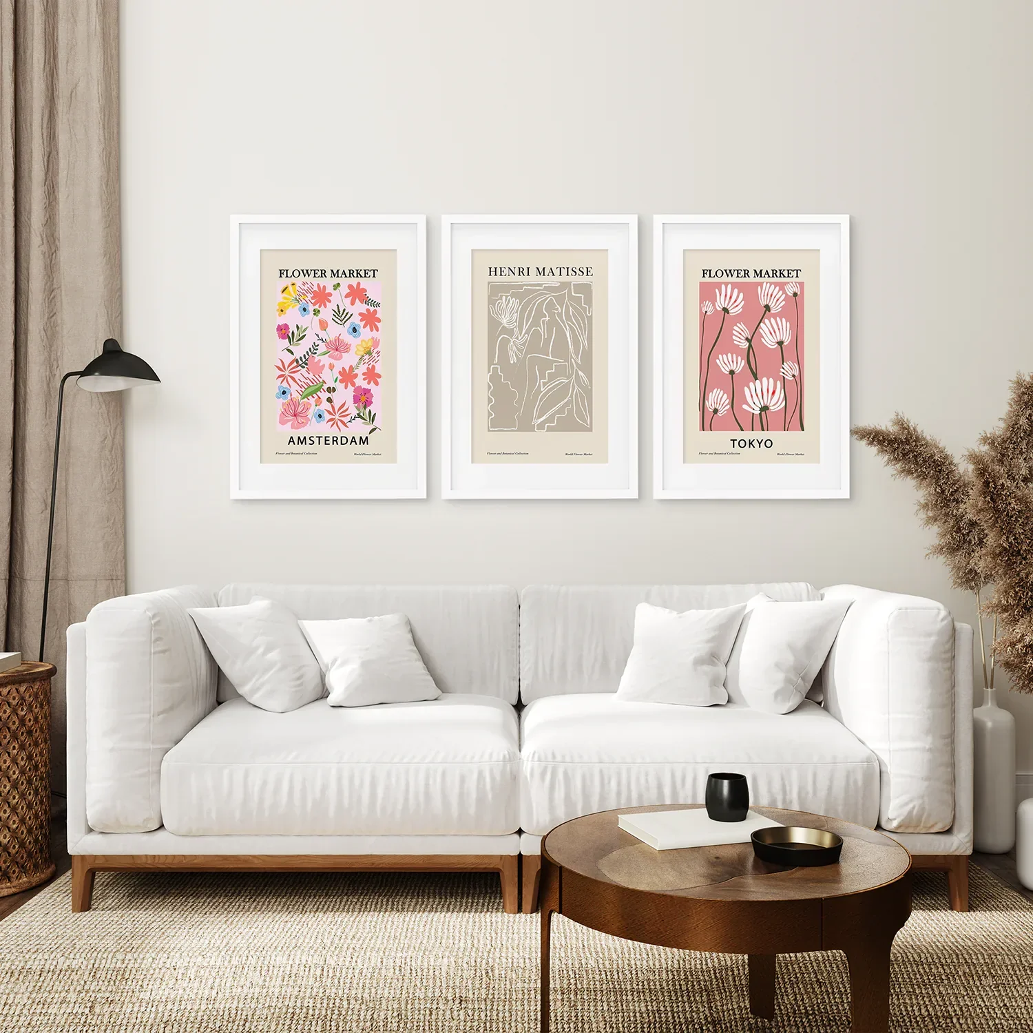 Pink and Beige Flower Market Set of 3 Prints. Retro Style - Image 4