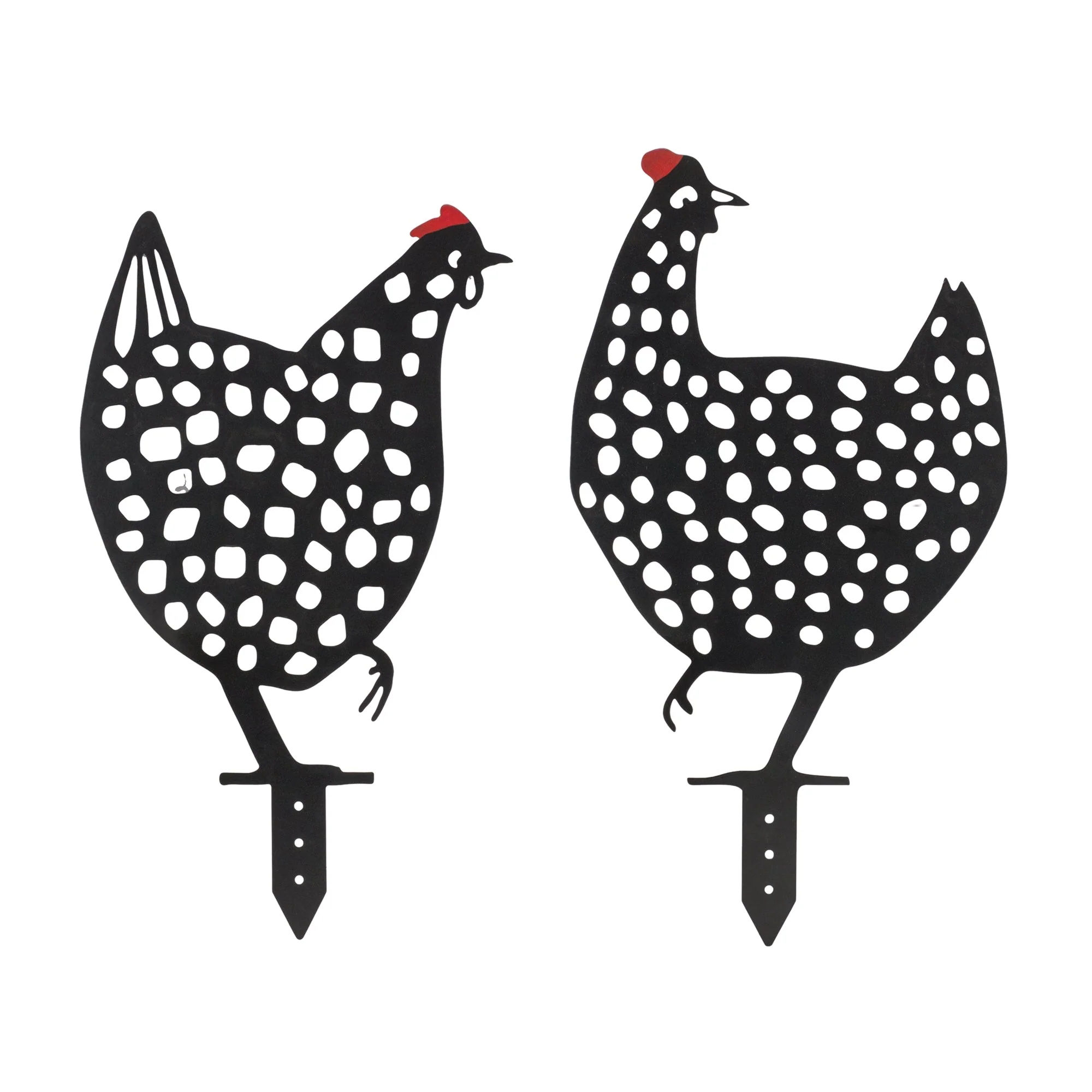 Punched metal chicken garden stake (set of 4)