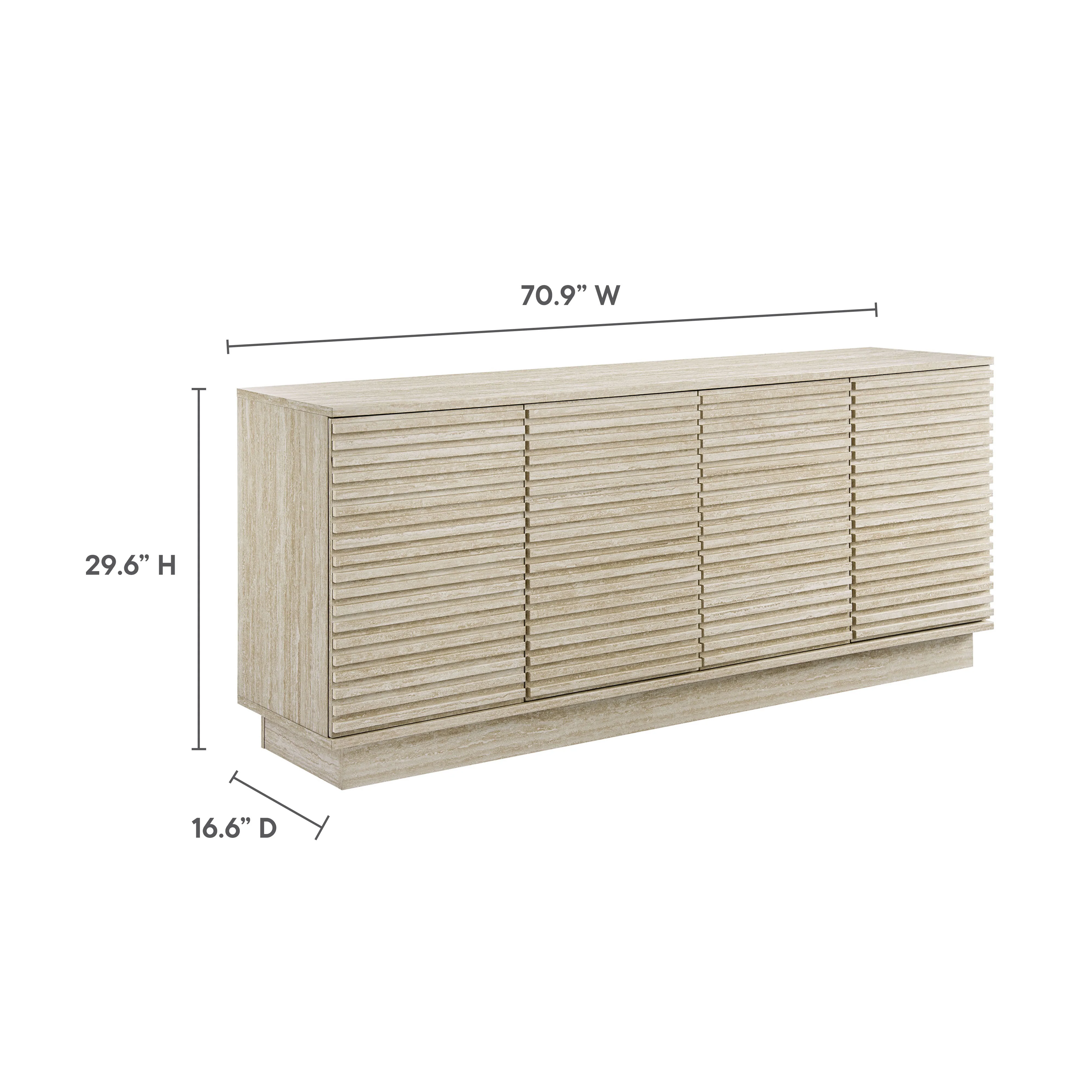 Render 70" Faux Travertine Sideboard Cabinet TV Stand by Modway - Image 3