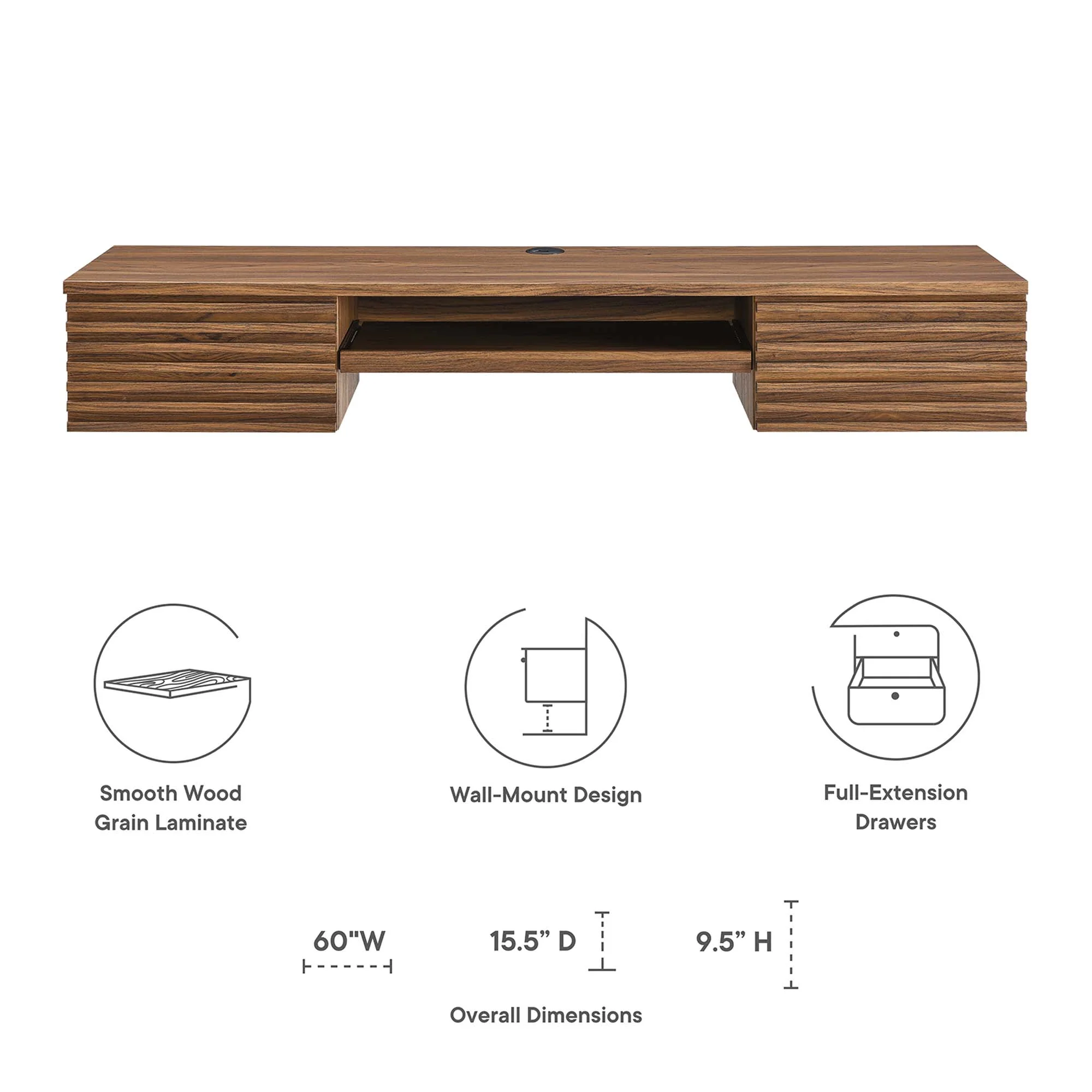 Render Wall Mount Wood Office Desk by Modway - Image 2