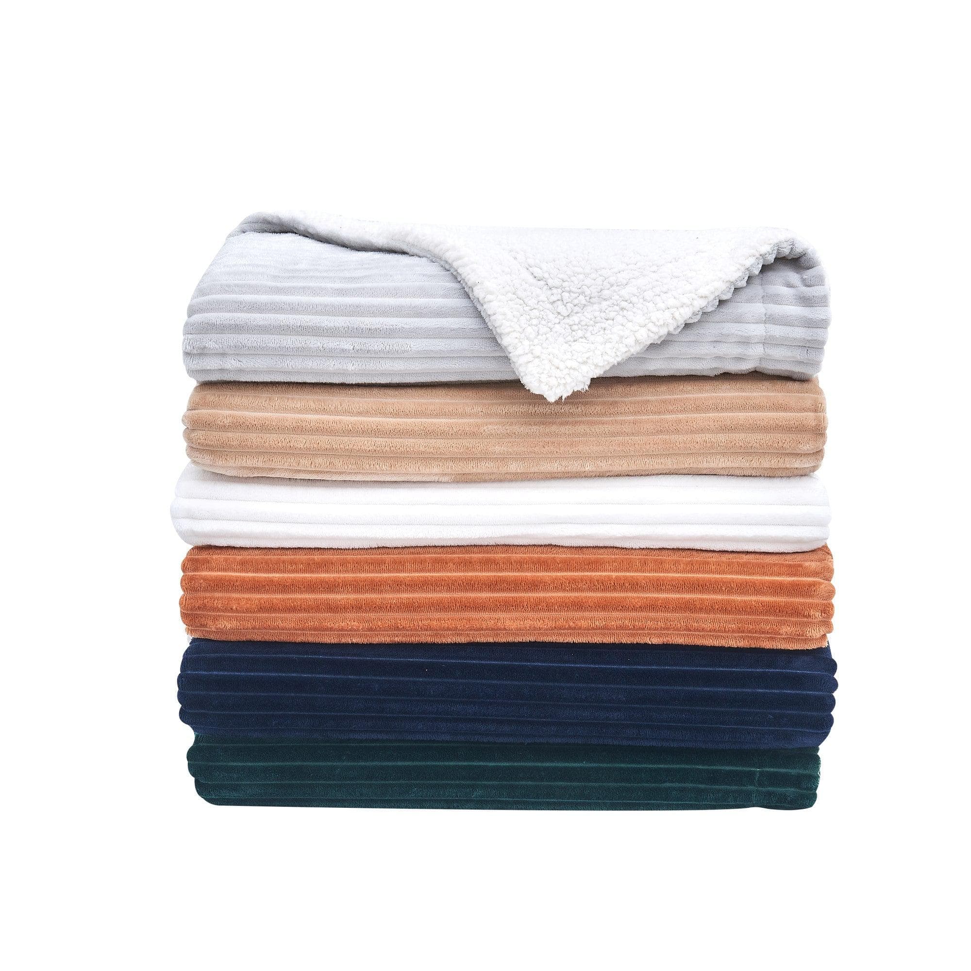 Ribbed Sherpa Throw Blanket - Corduroy Collection - Image 10