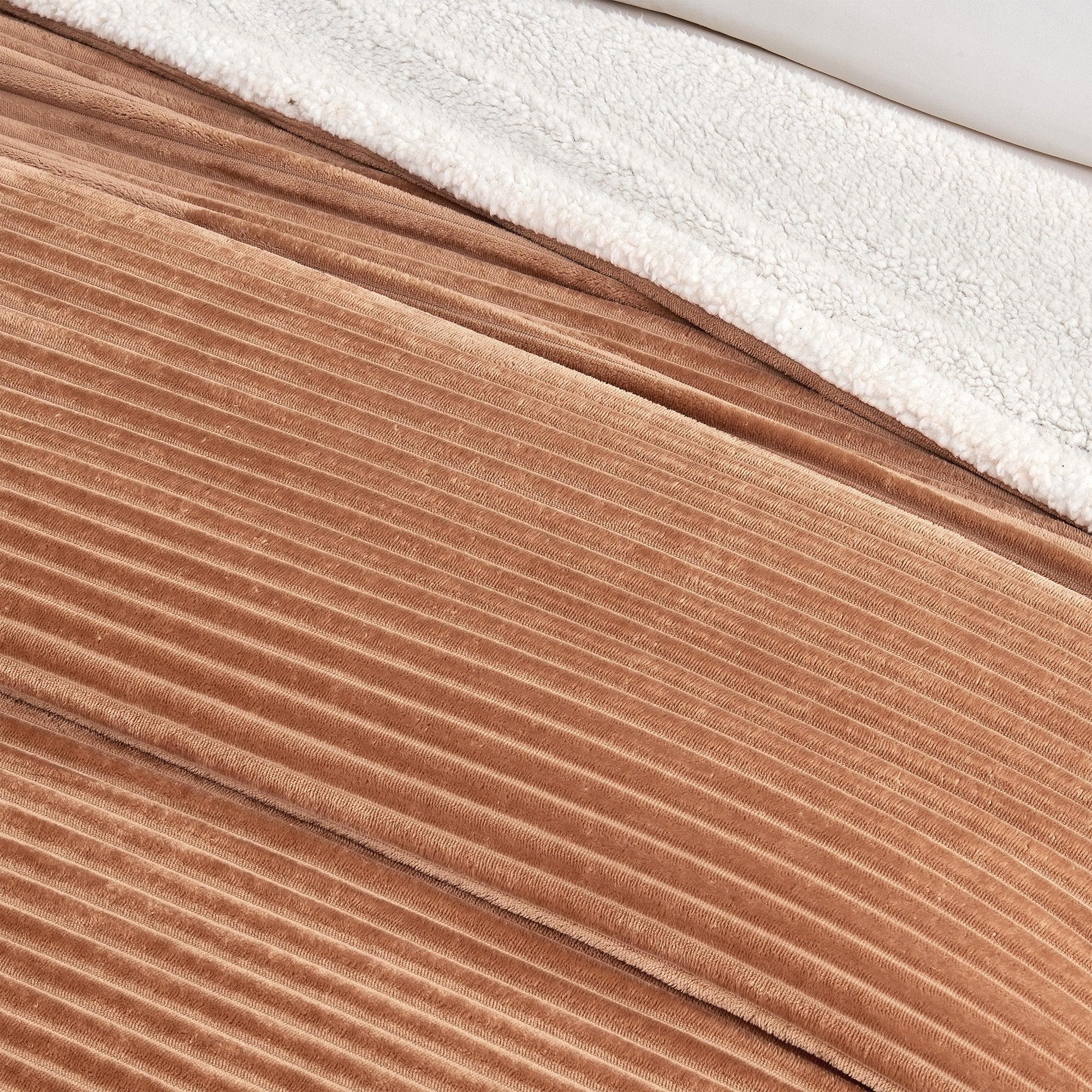 Ribbed Sherpa Throw Blanket - Corduroy Collection - Image 12