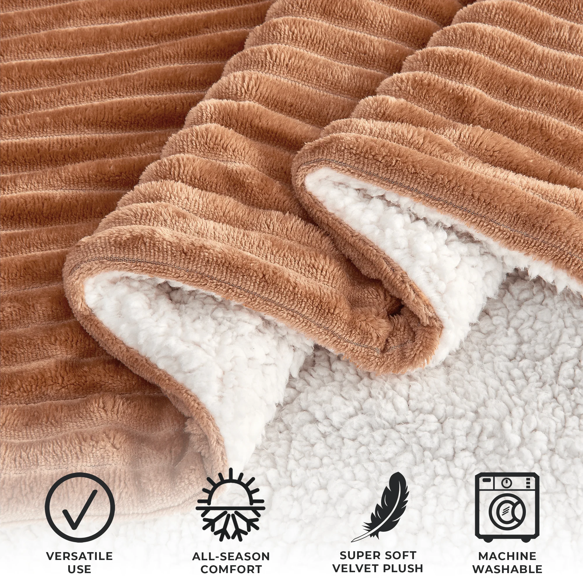 Ribbed Sherpa Throw Blanket - Corduroy Collection - Image 13