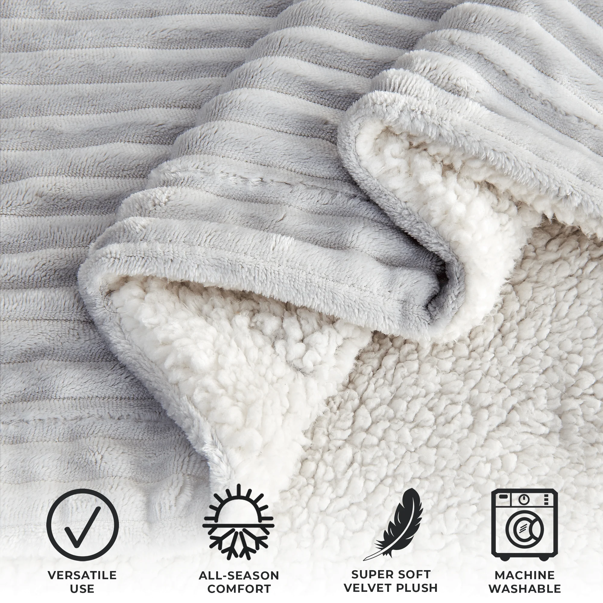 Ribbed Sherpa Throw Blanket - Corduroy Collection - Image 16