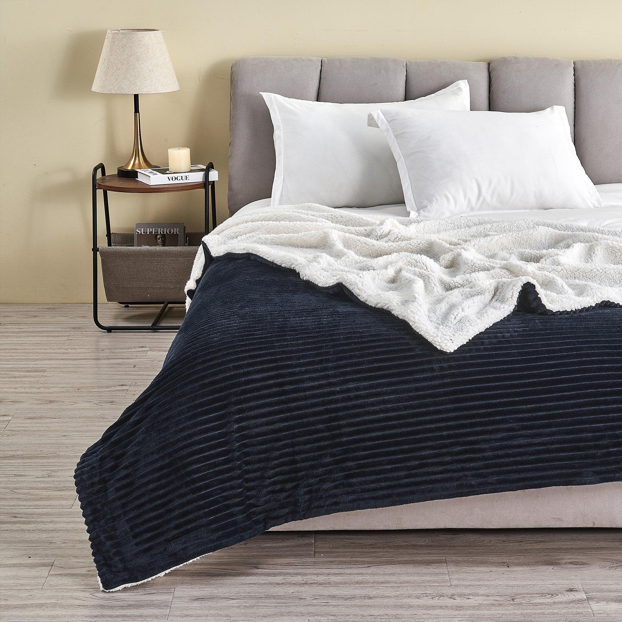 Ribbed Sherpa Throw Blanket - Corduroy Collection - Image 24