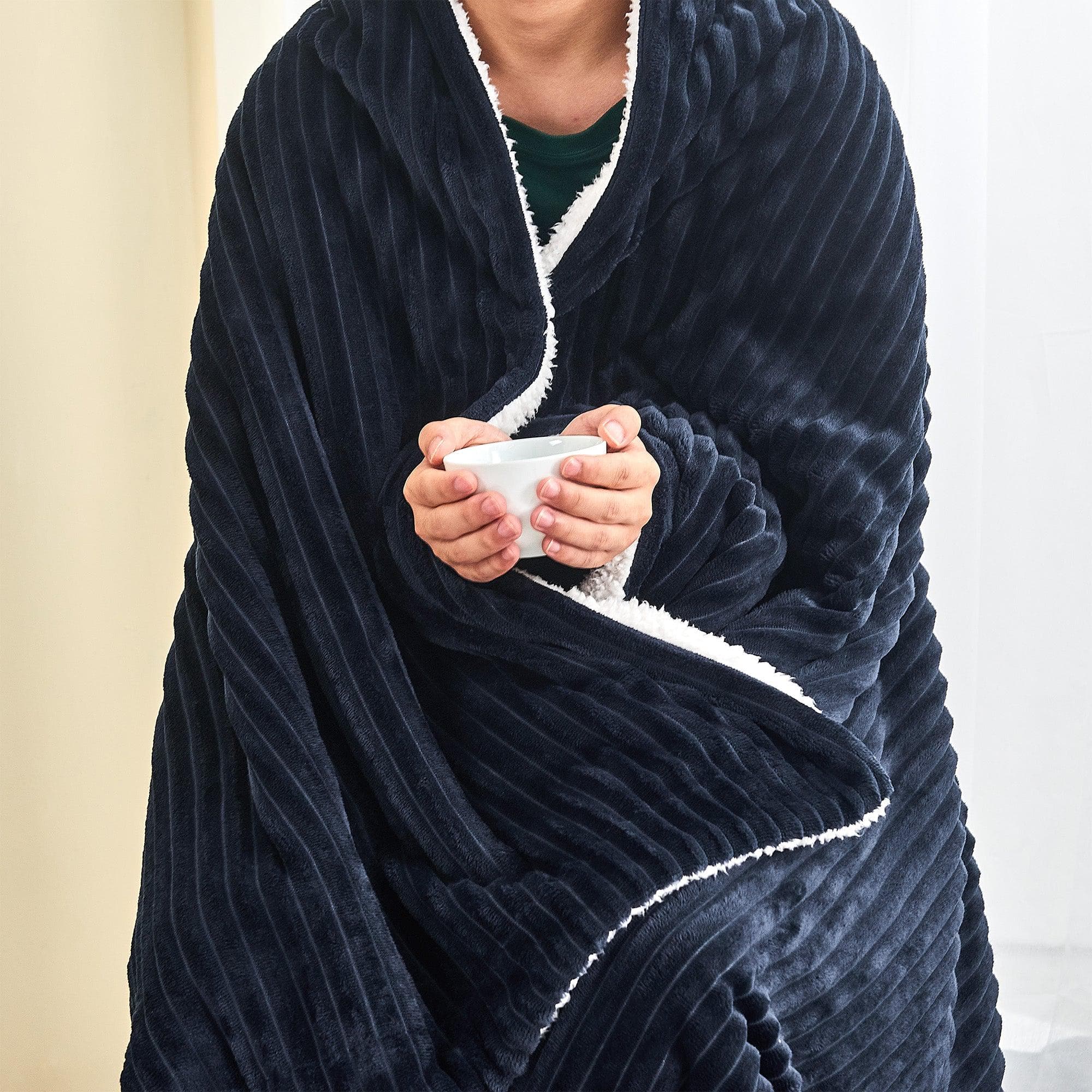 Ribbed Sherpa Throw Blanket - Corduroy Collection - Image 27