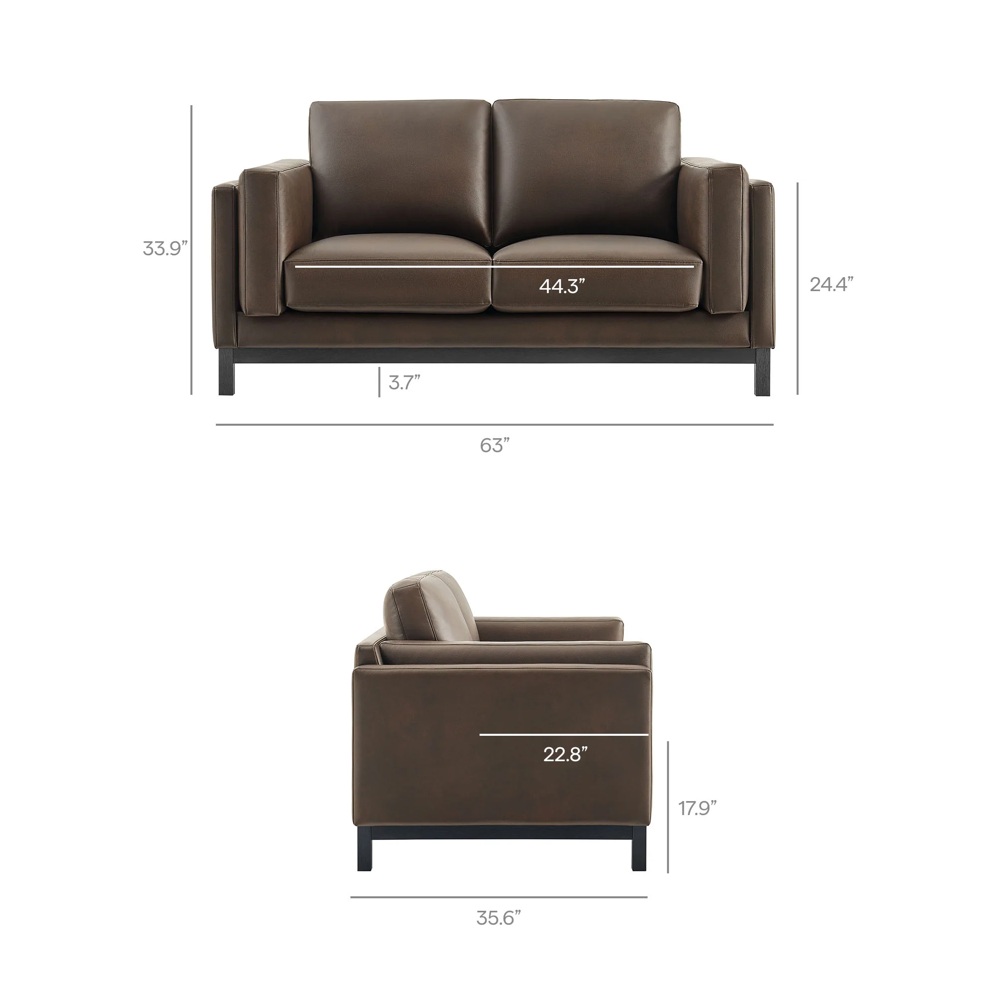 Roscoe 63 Inch Vegan Leather Loveseat by Modway - Image 3