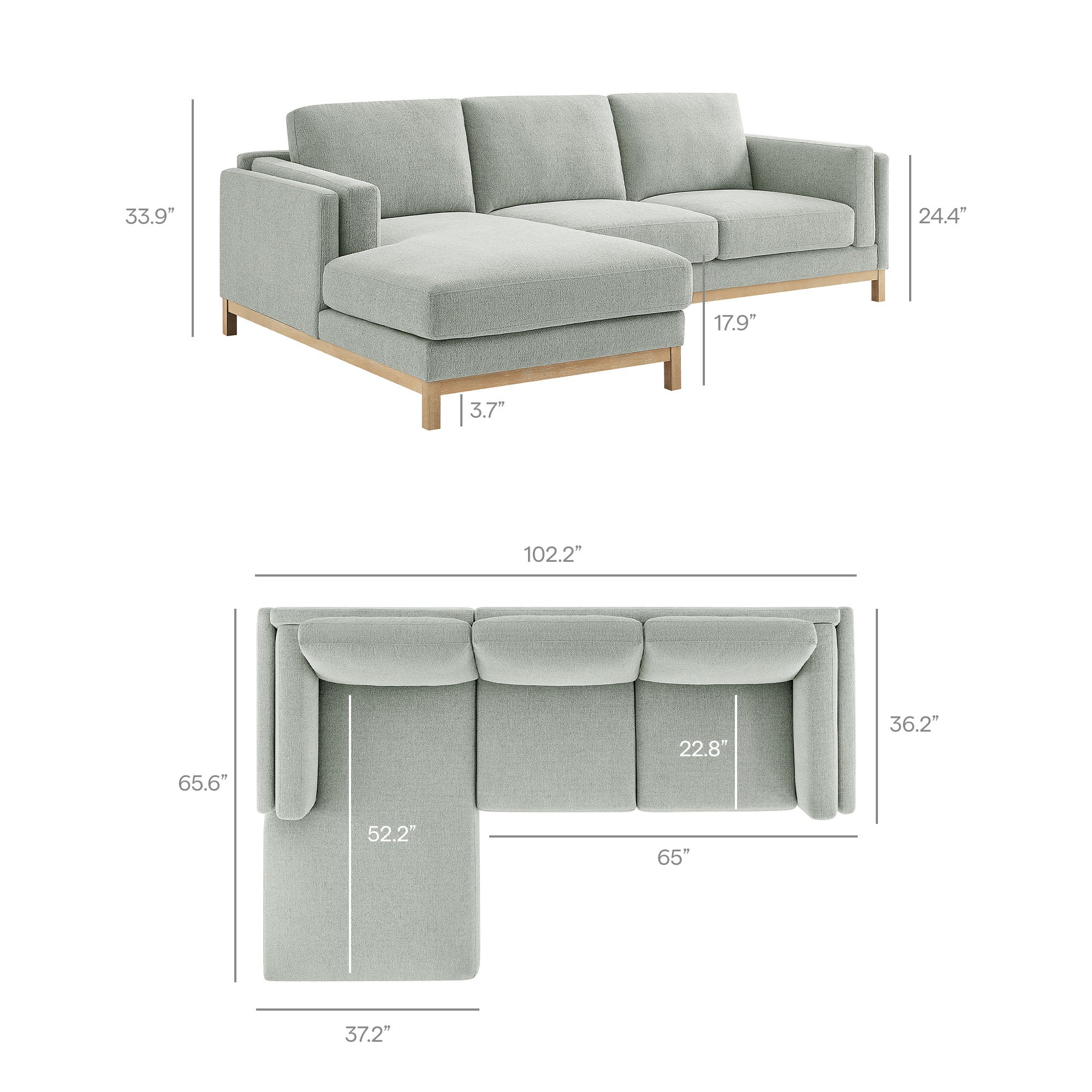 Roscoe Left-Facing Fabric Sectional Sofa with Chaise by Modway - Image 17