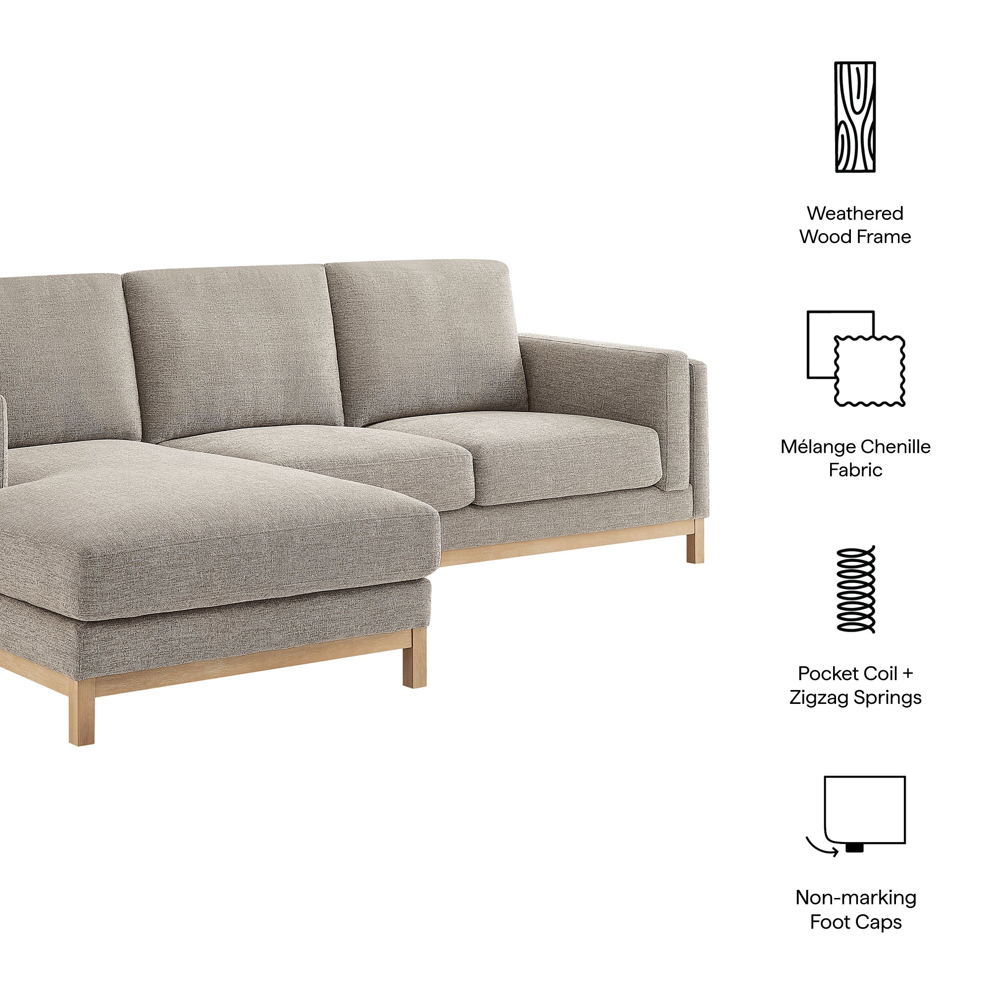 Roscoe Left-Facing Fabric Sectional Sofa with Chaise by Modway - Image 18