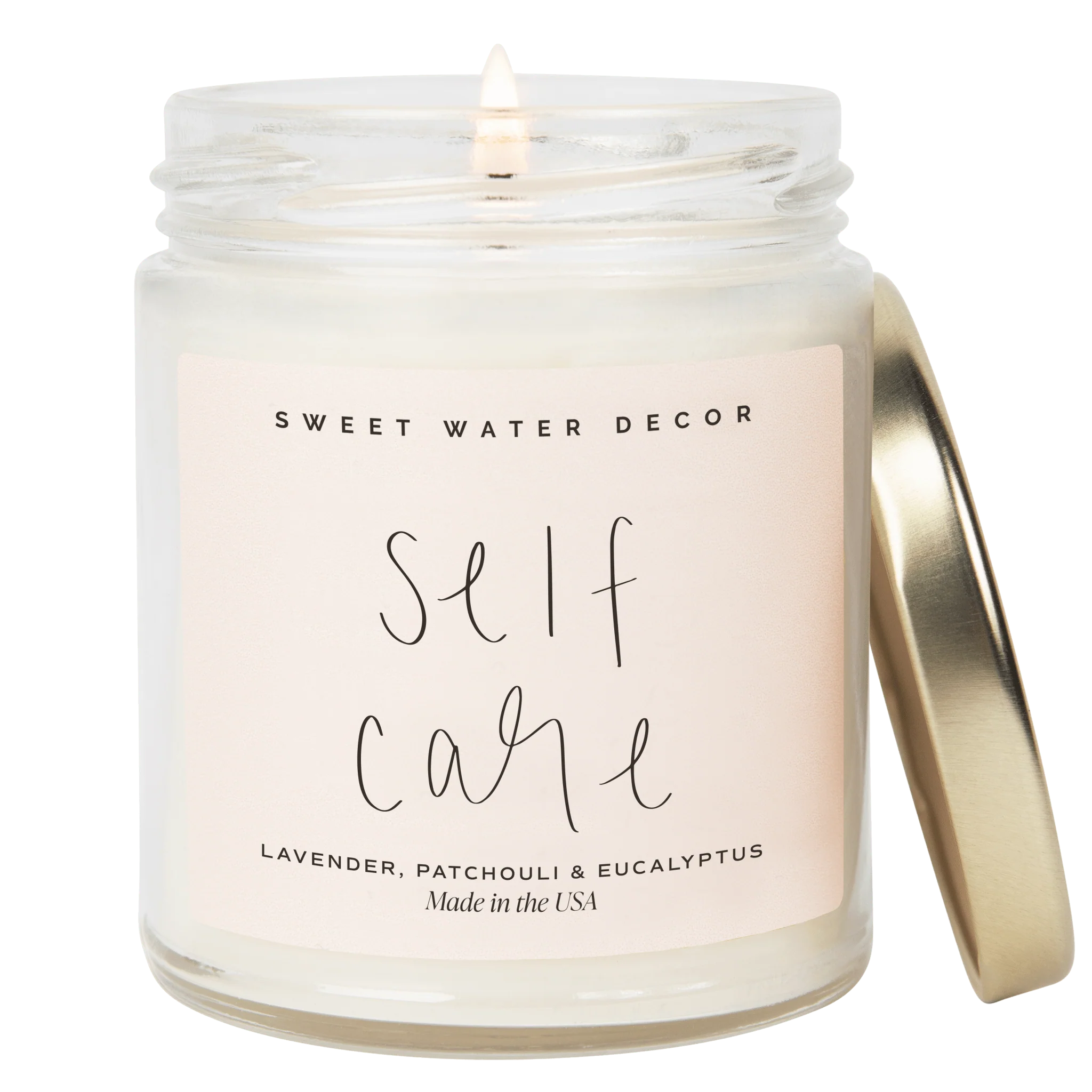 Self Care Soy Candle - Clear Jar - 9 oz (Lavender and Eucalyptus, Calm and Comfort)