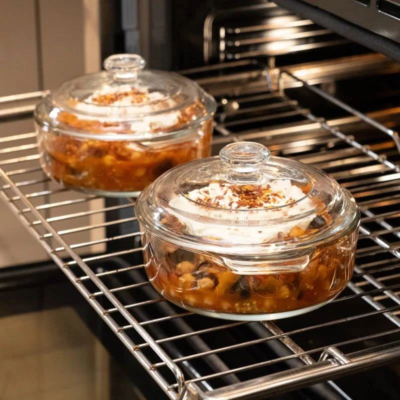 Set of 2 - 1-Quart Glass Dutch Oven Casserole Bakeware Baking Dishes with Lids - Image 3